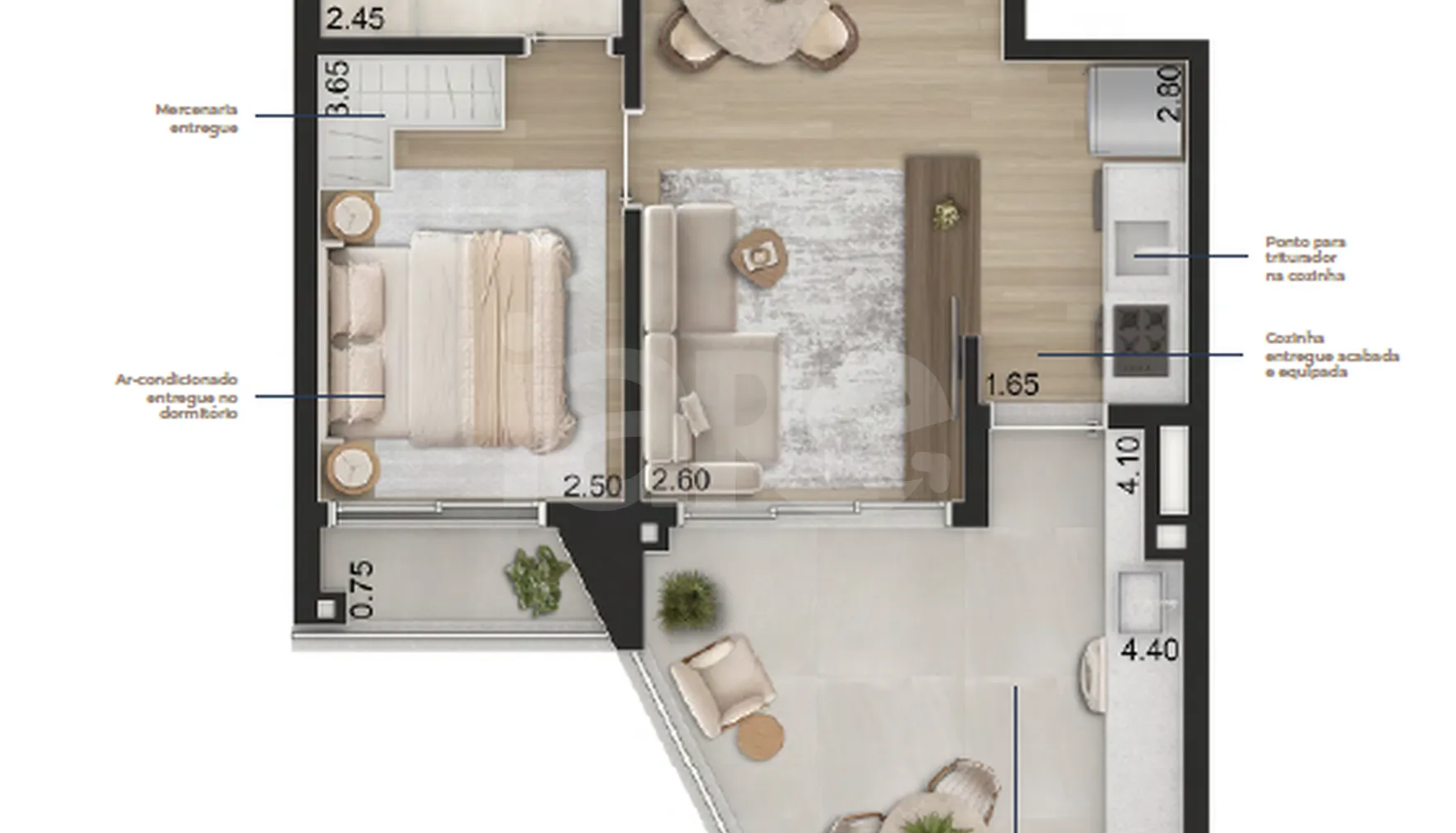 Planta — Apartamento 57,39 m²