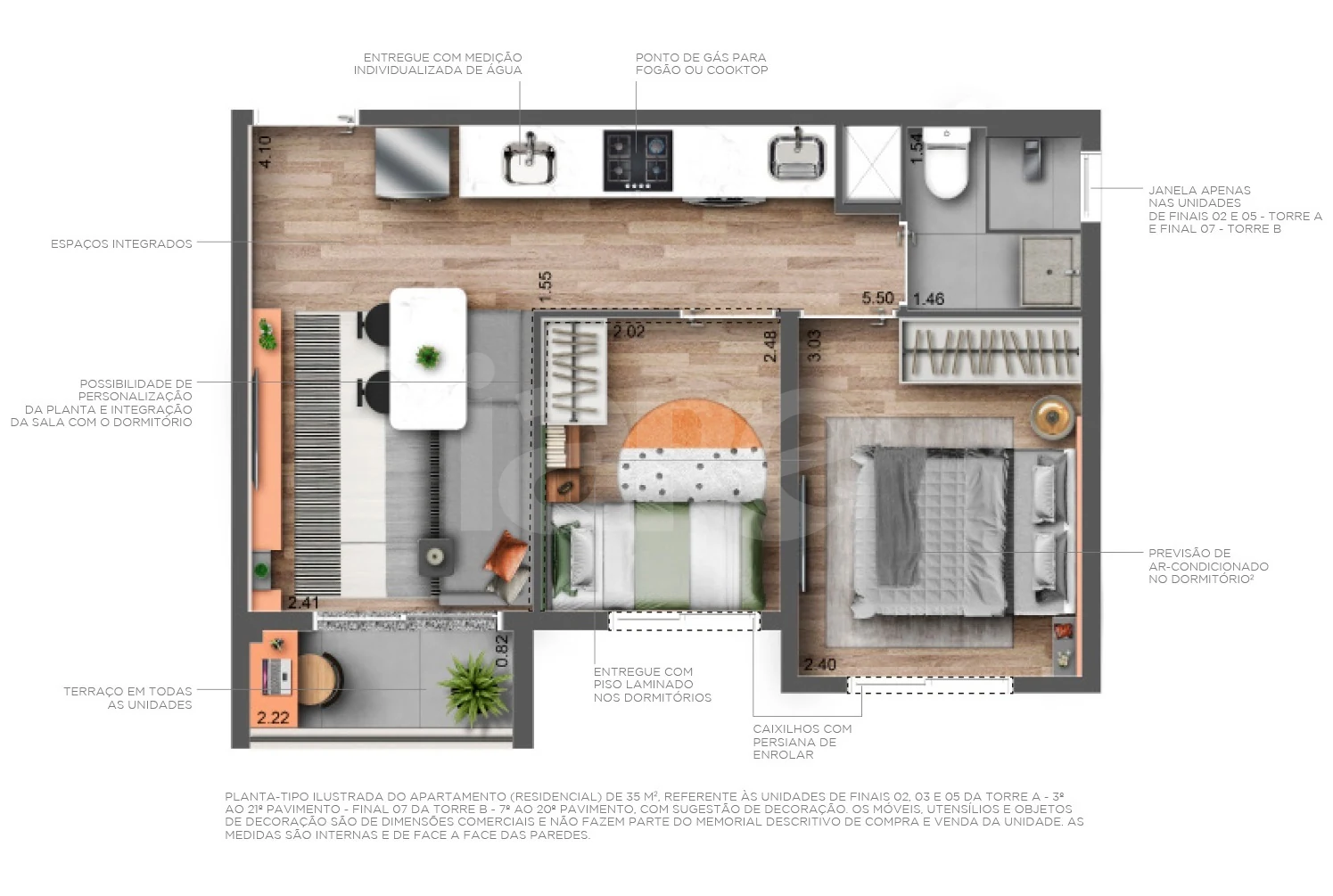 Planta — Apartamento 35,66 m²
