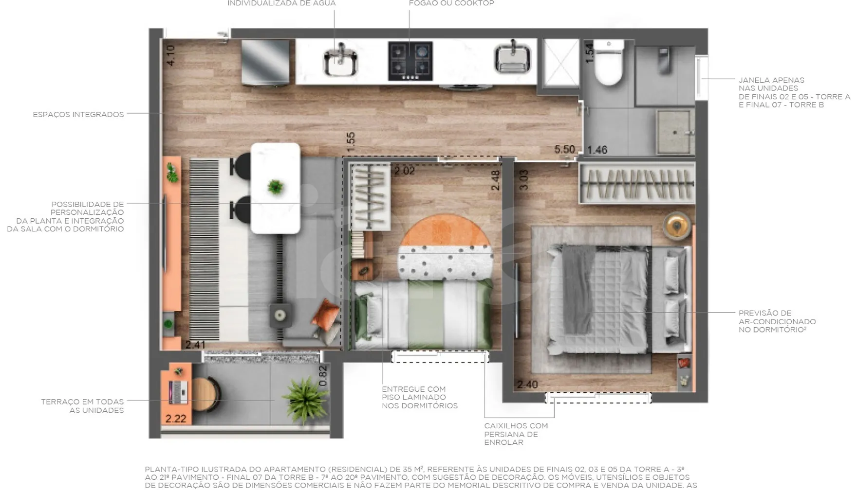 Planta — Apartamento 35,66 m²