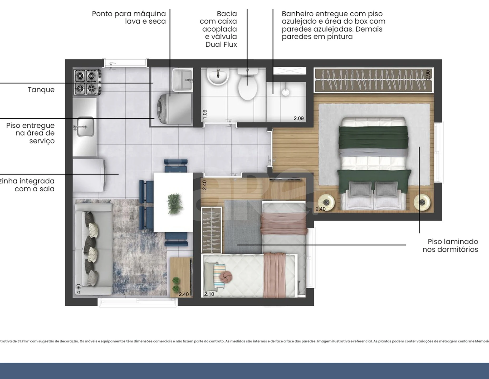 Planta — Apartamento 31,71 m²