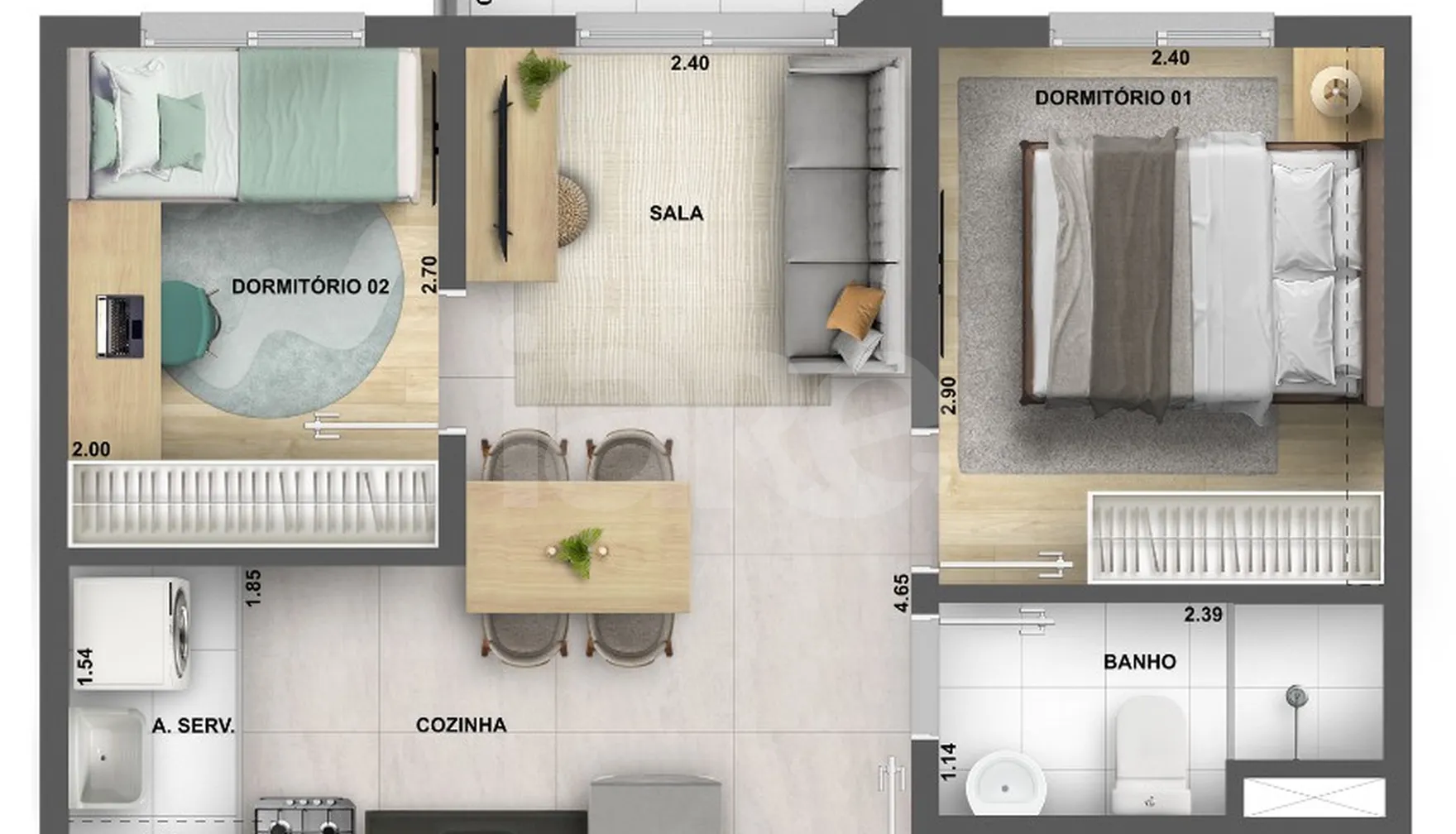 Planta — Apartamento 37 m²