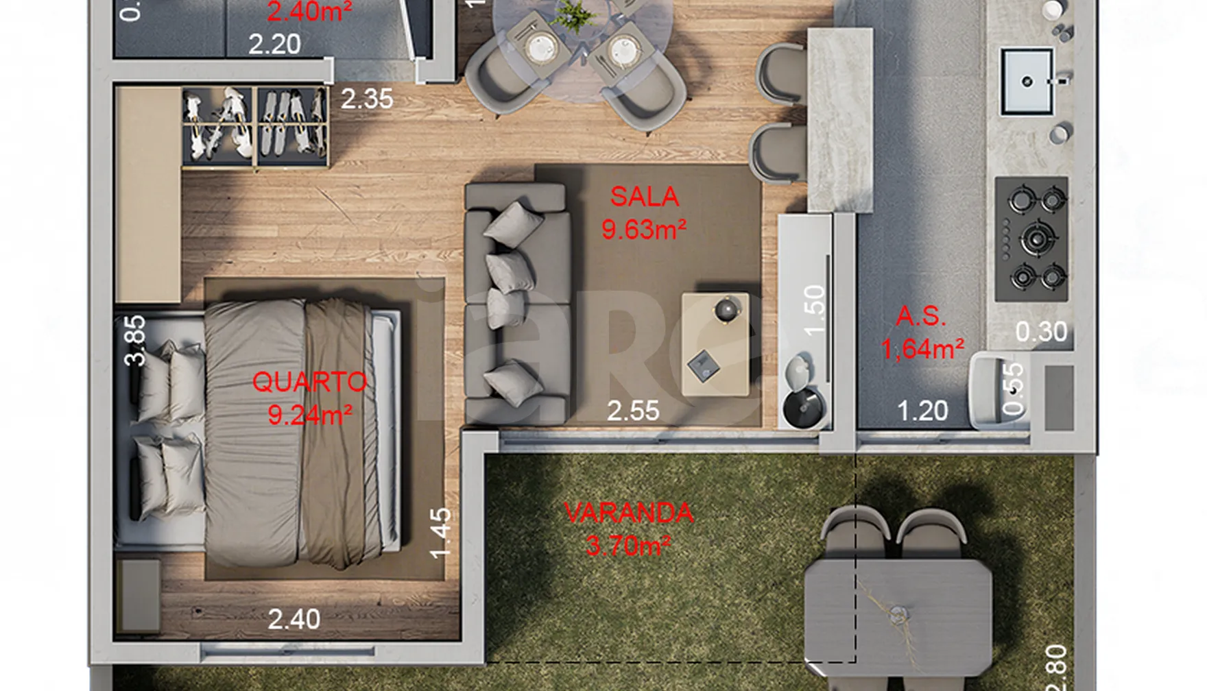Planta — Apartamento 44,29 m²