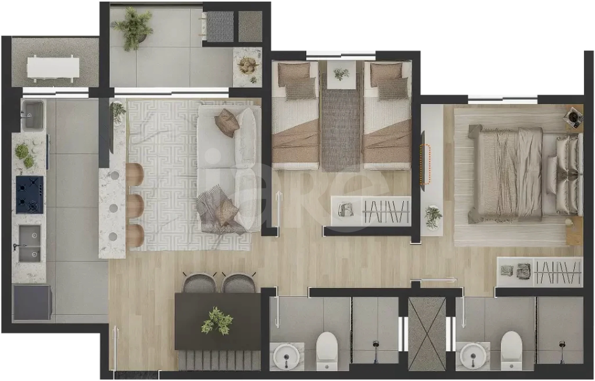 Planta — Apartamento 53,73 m²