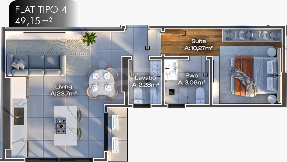 Planta — Apartamento 49,15 m²