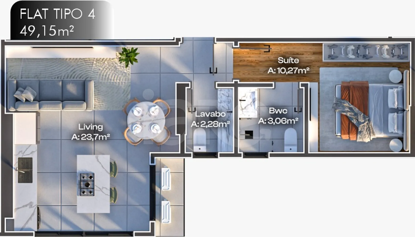 Planta — Apartamento 49,15 m²