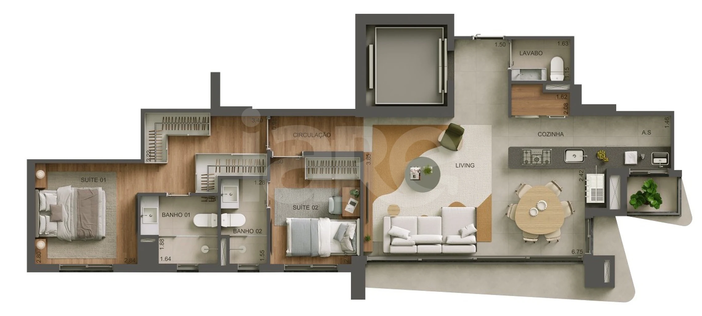 Planta — Apartamento 78,64 m²