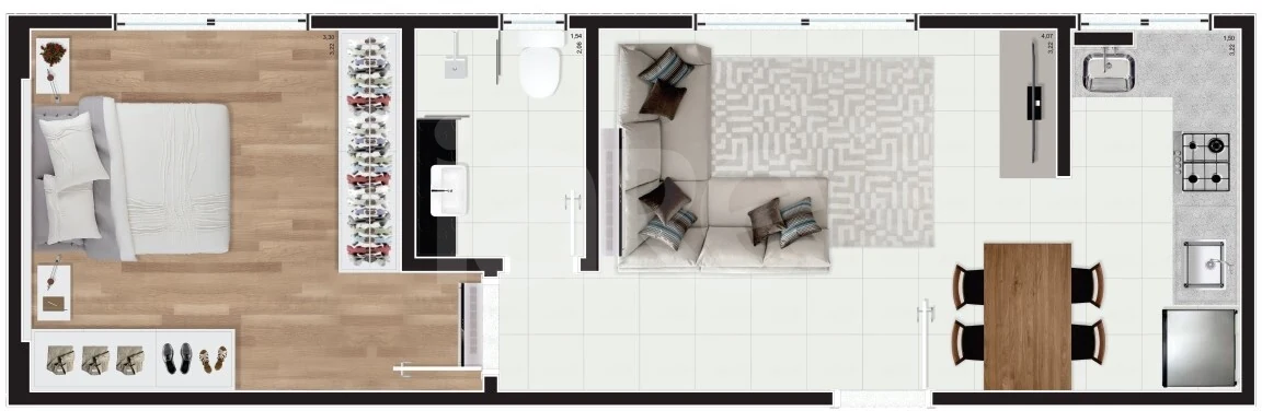 Planta — Apartamento 39,14 m²