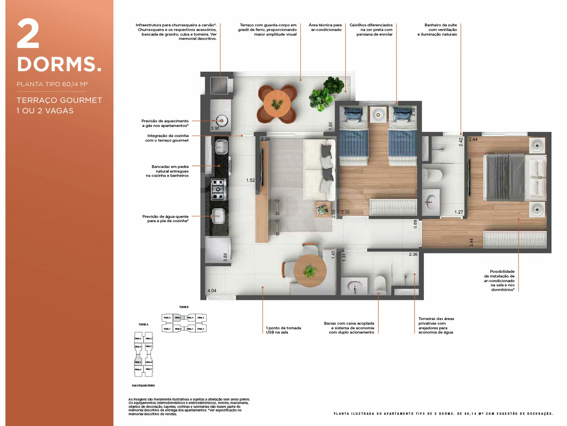 Planta — Apartamento 60,14 m²