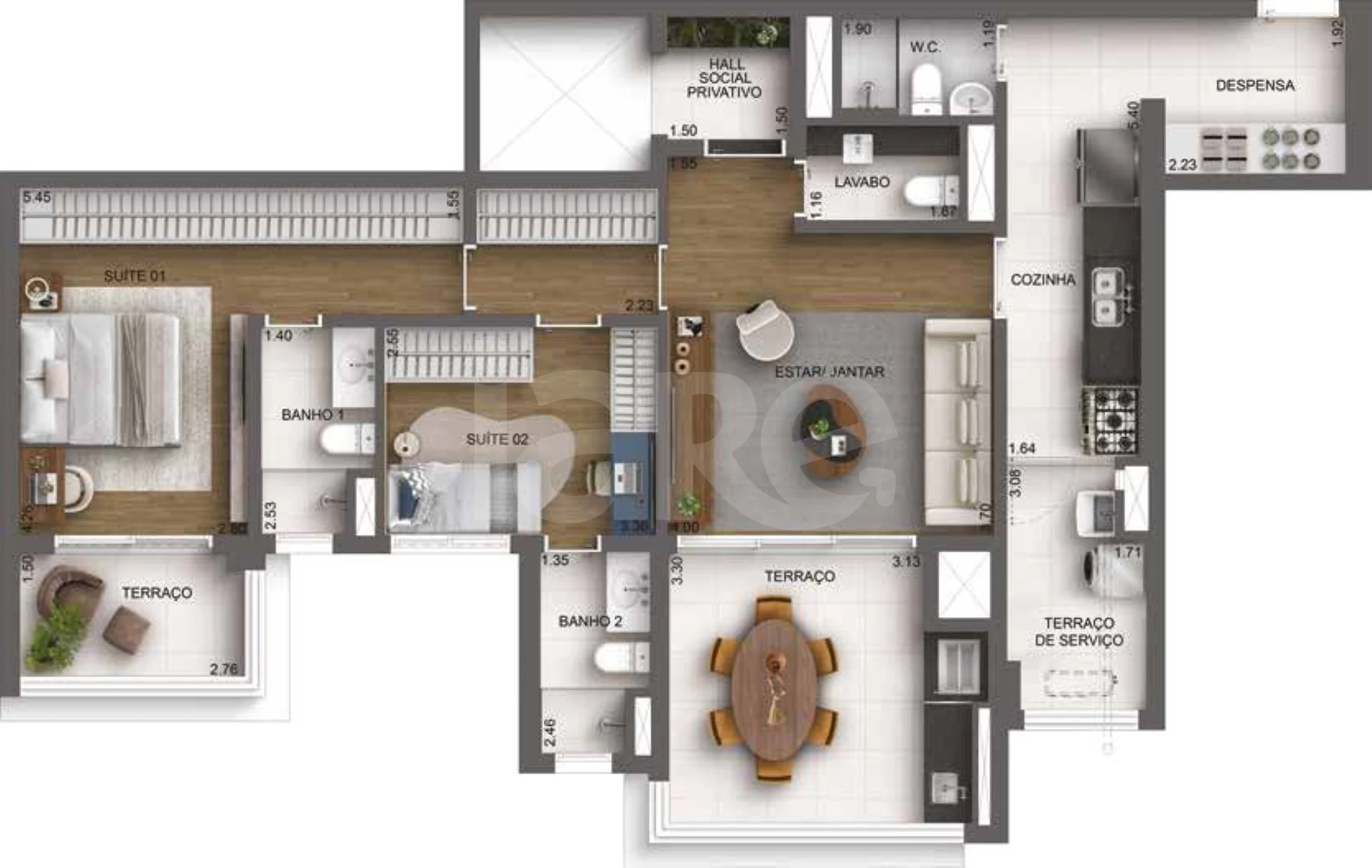 Planta — Apartamento 114,49 m²