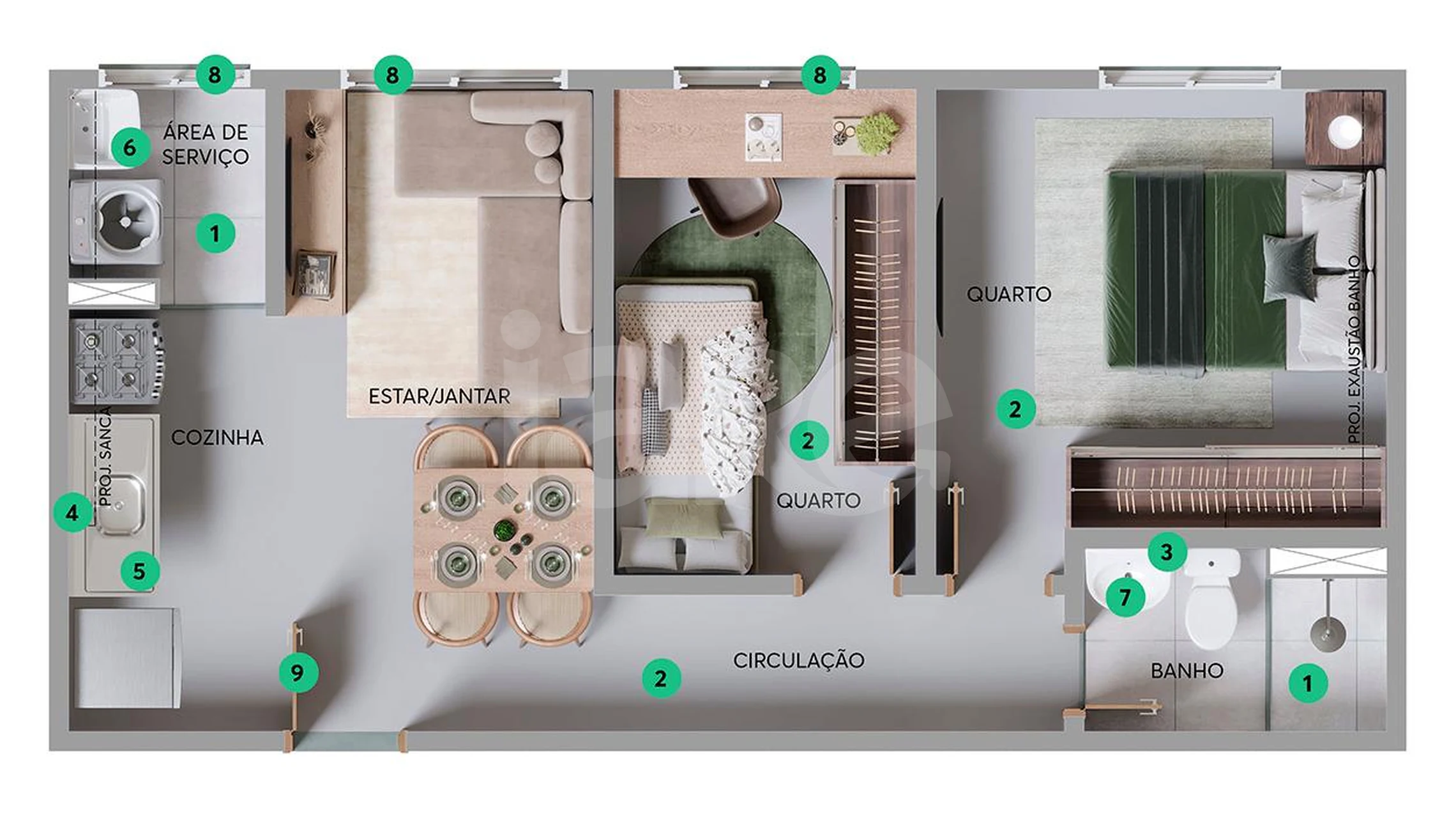 Planta — Apartamento 39,56 m²
