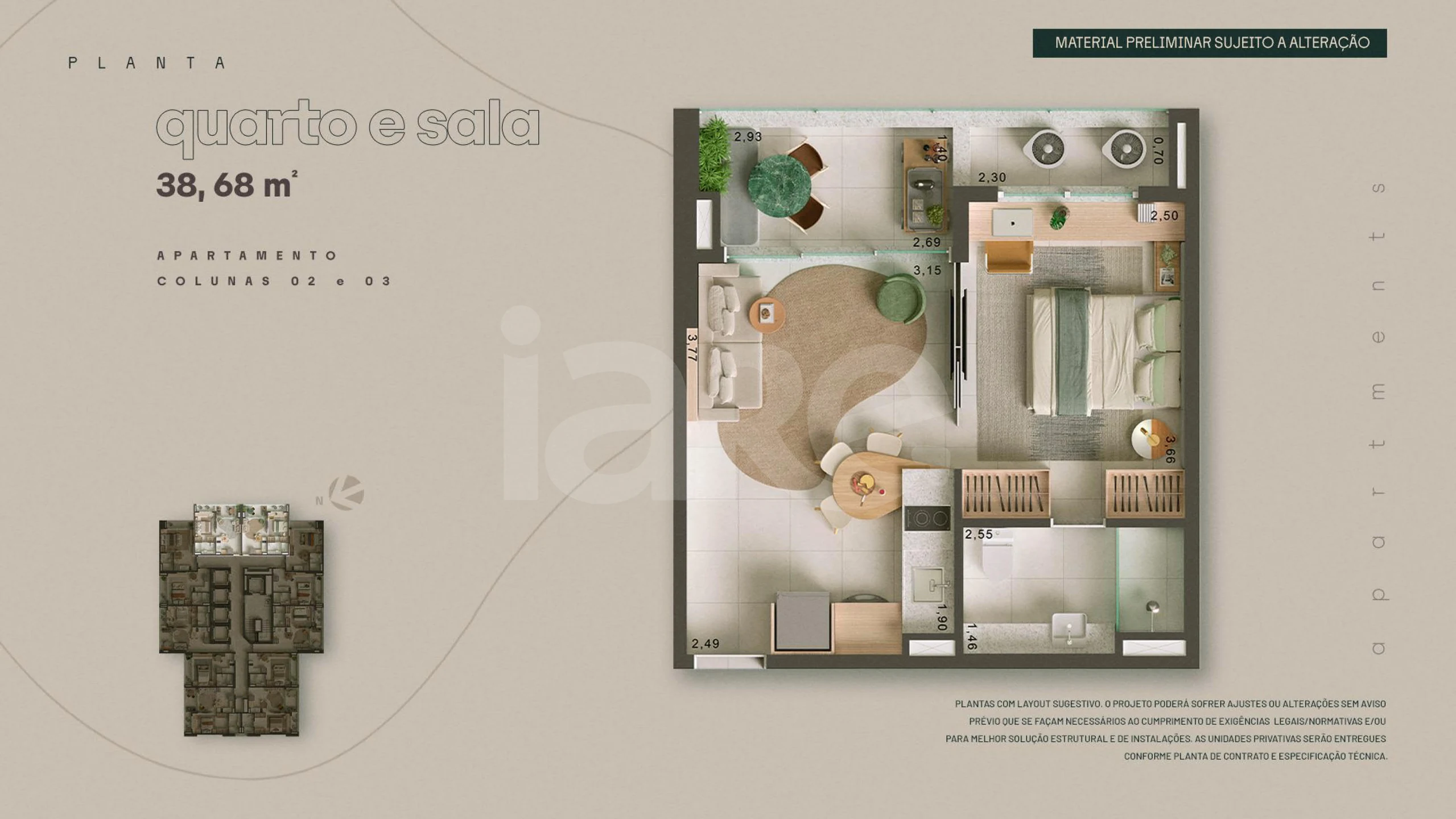 Planta — Quarto e sala