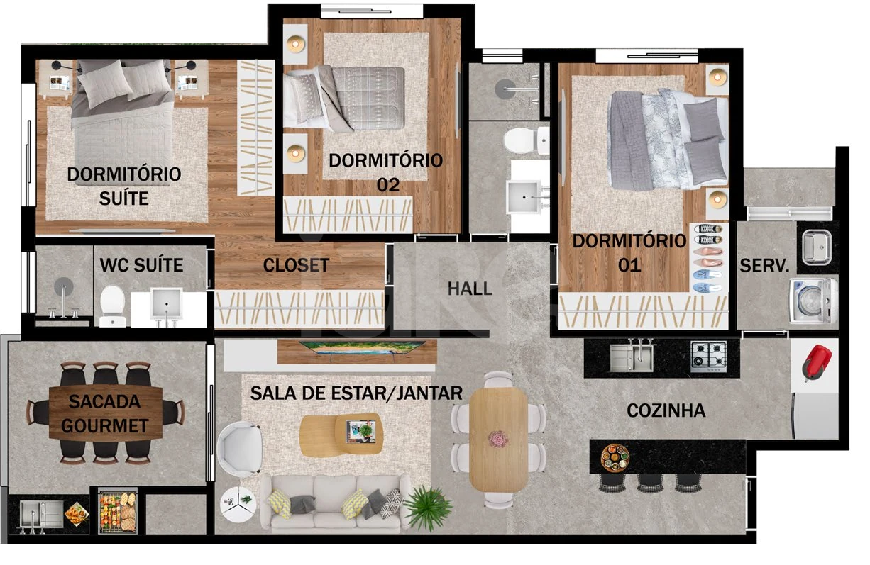 Planta — Apartamento 84,75 m²