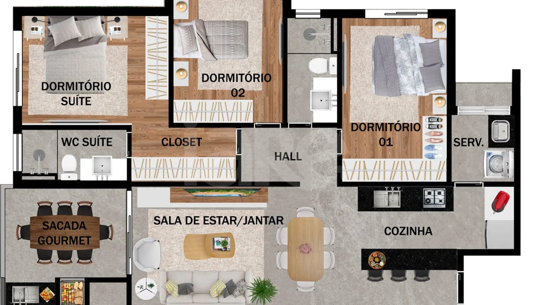 Planta — Apartamento 84,75 m²