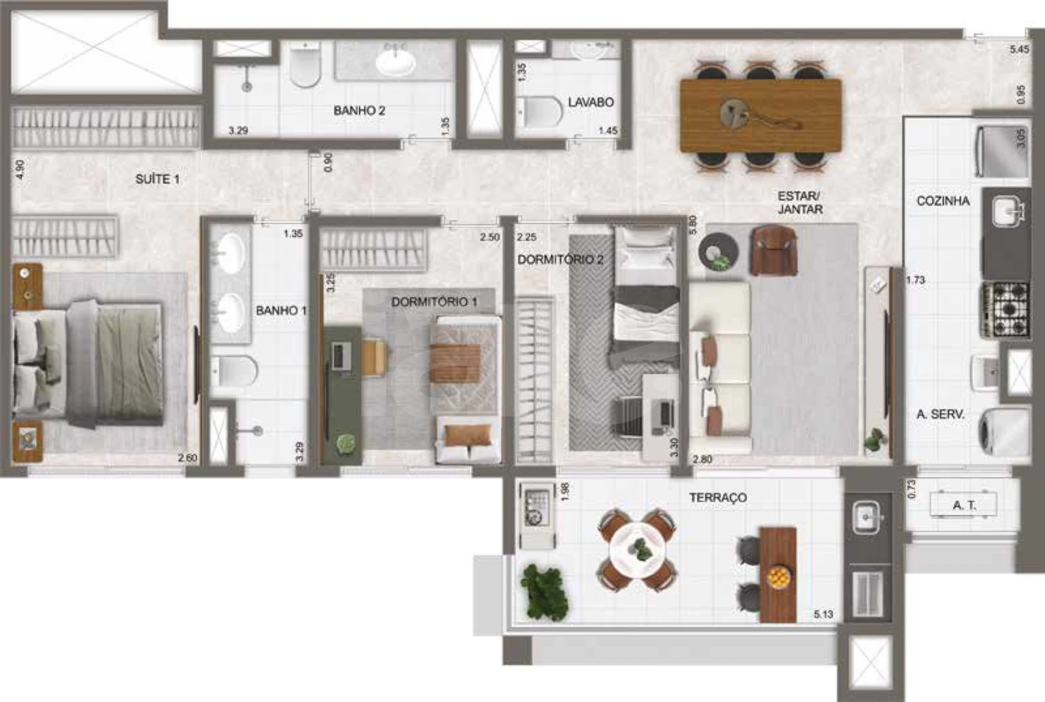Planta — Apartamento 98,54 m²