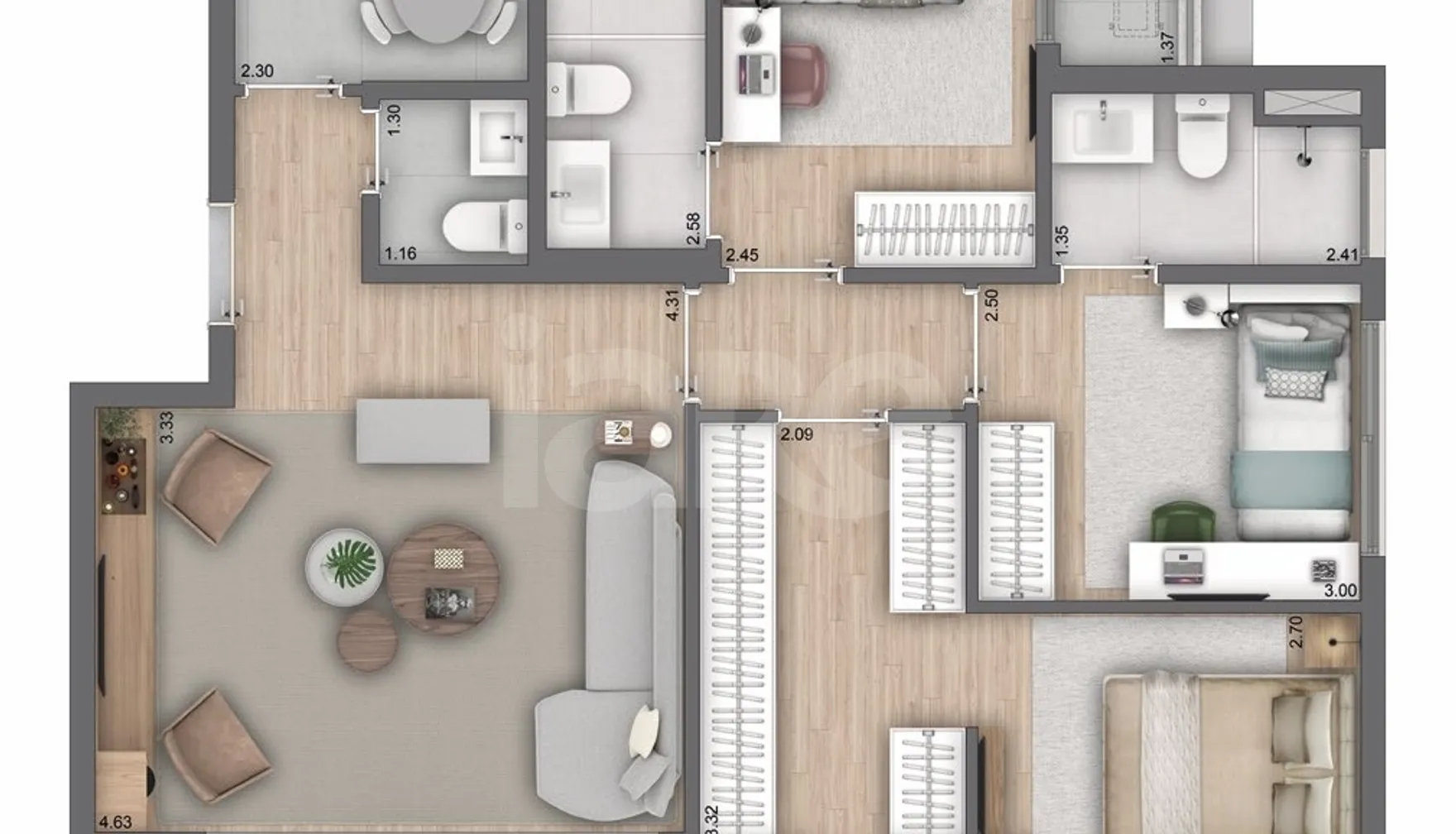 Planta — Apartamento 126,02 m²