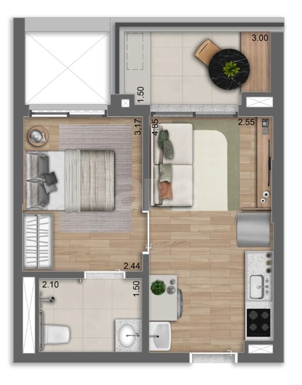 Planta — Garden 41,6 m²