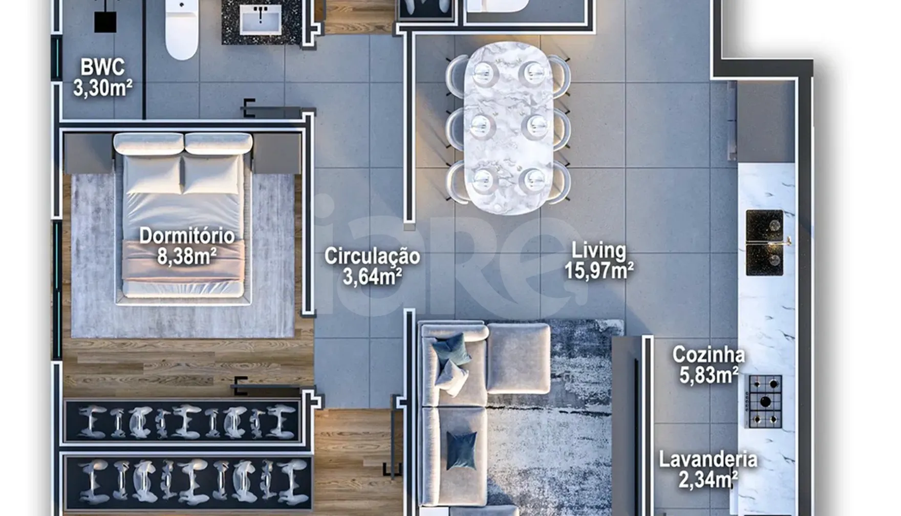 Planta — Apartamento 89,5 m²