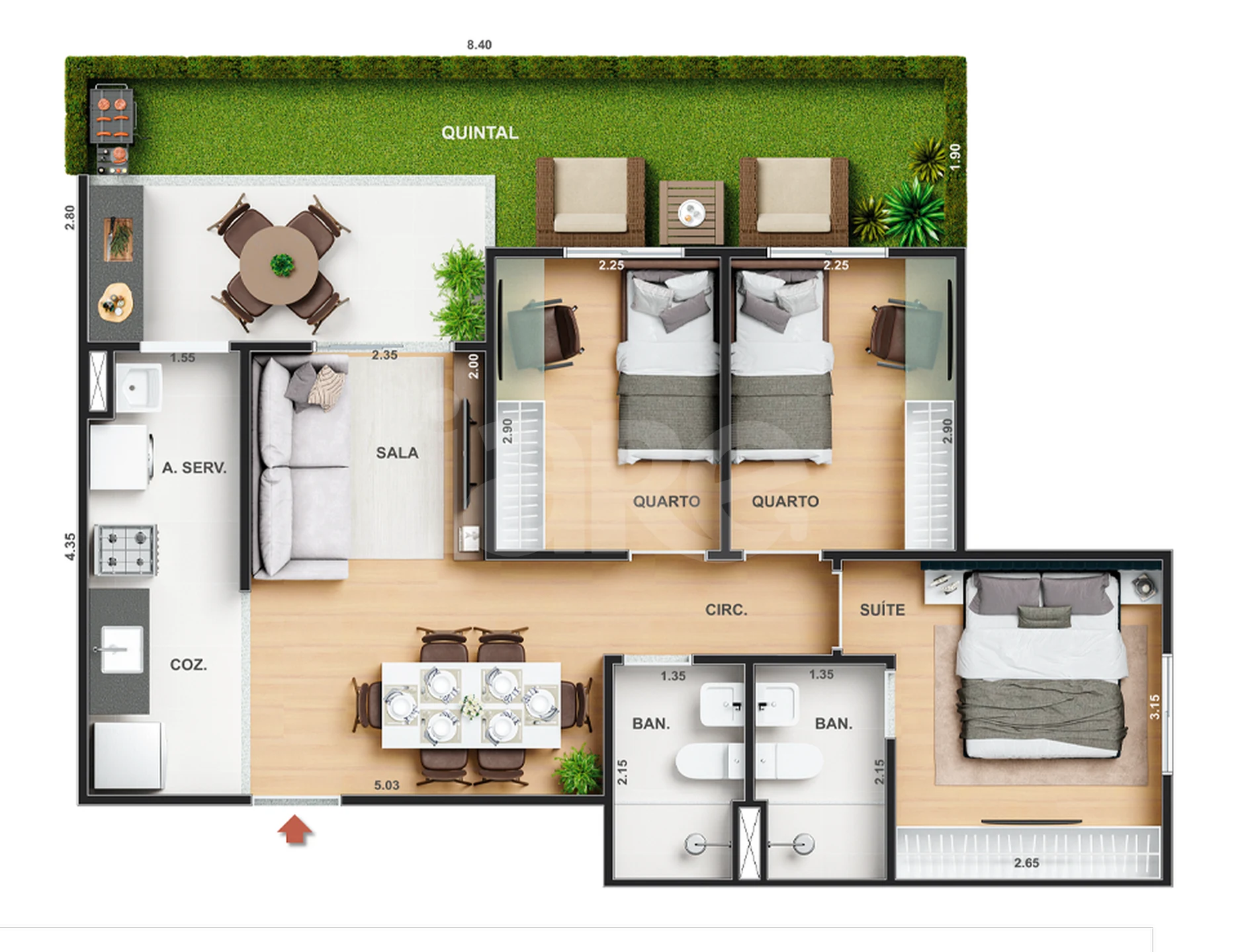 Planta — Garden 69,59 m²