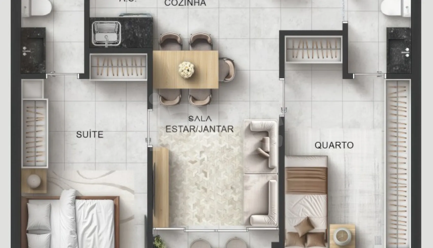 Planta — Apartamento 56,72 m²