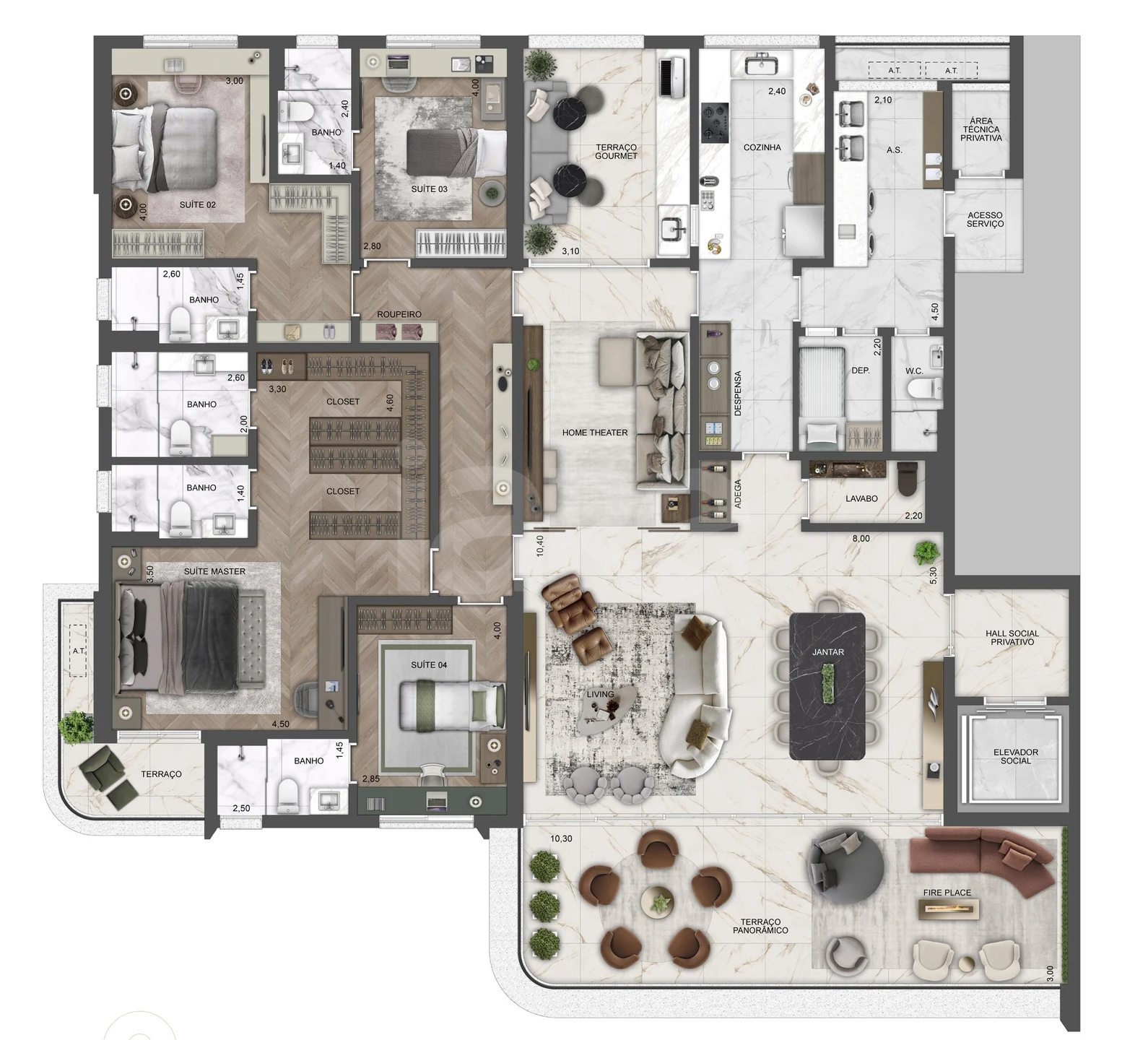 Planta — Apartamento 290,05 m²