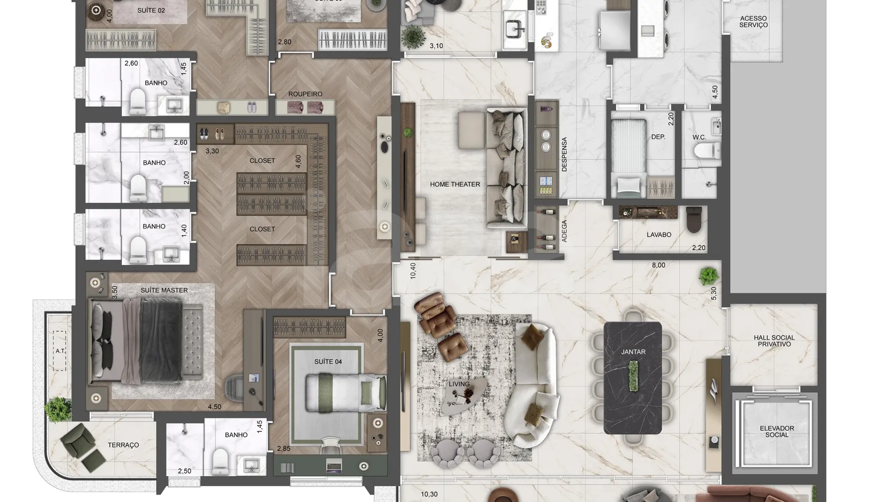 Planta — Apartamento 290,05 m²