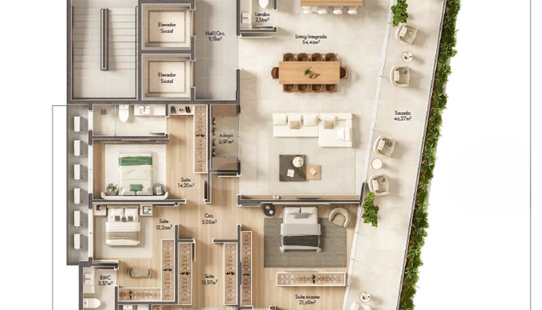 Planta — Apartamento 232 m²