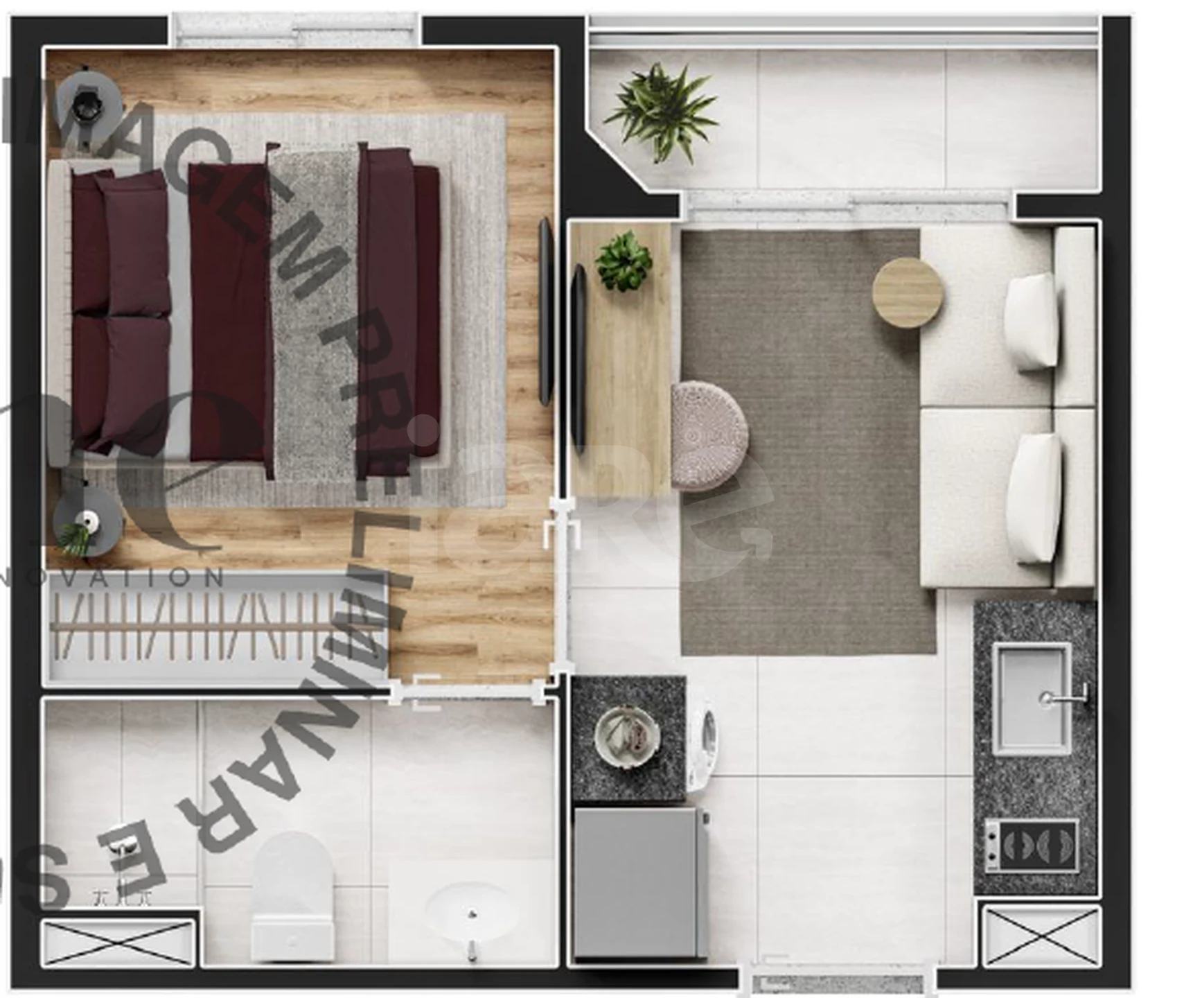 Planta — Studio 24,48 m²