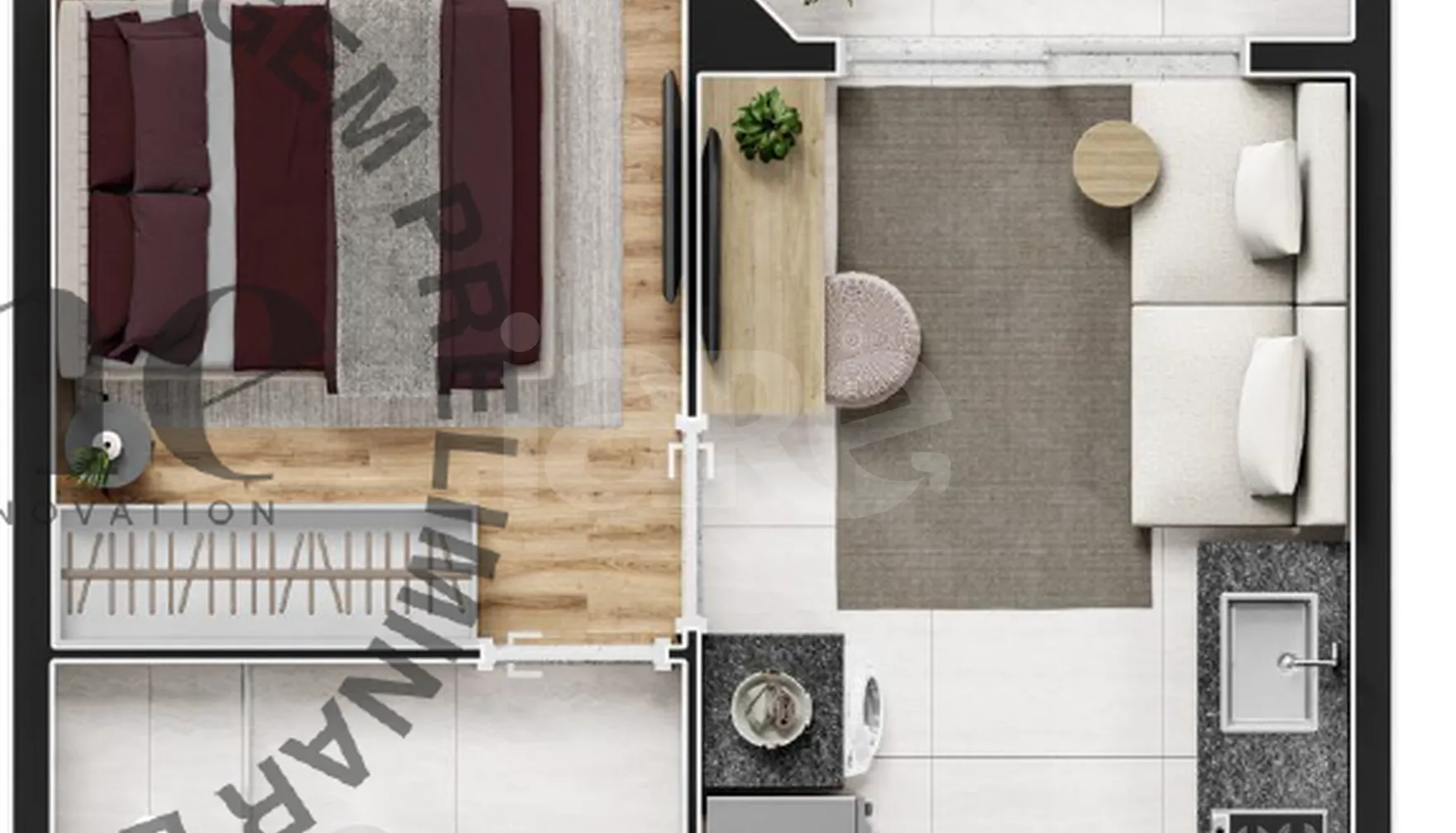 Planta — Studio 24,48 m²