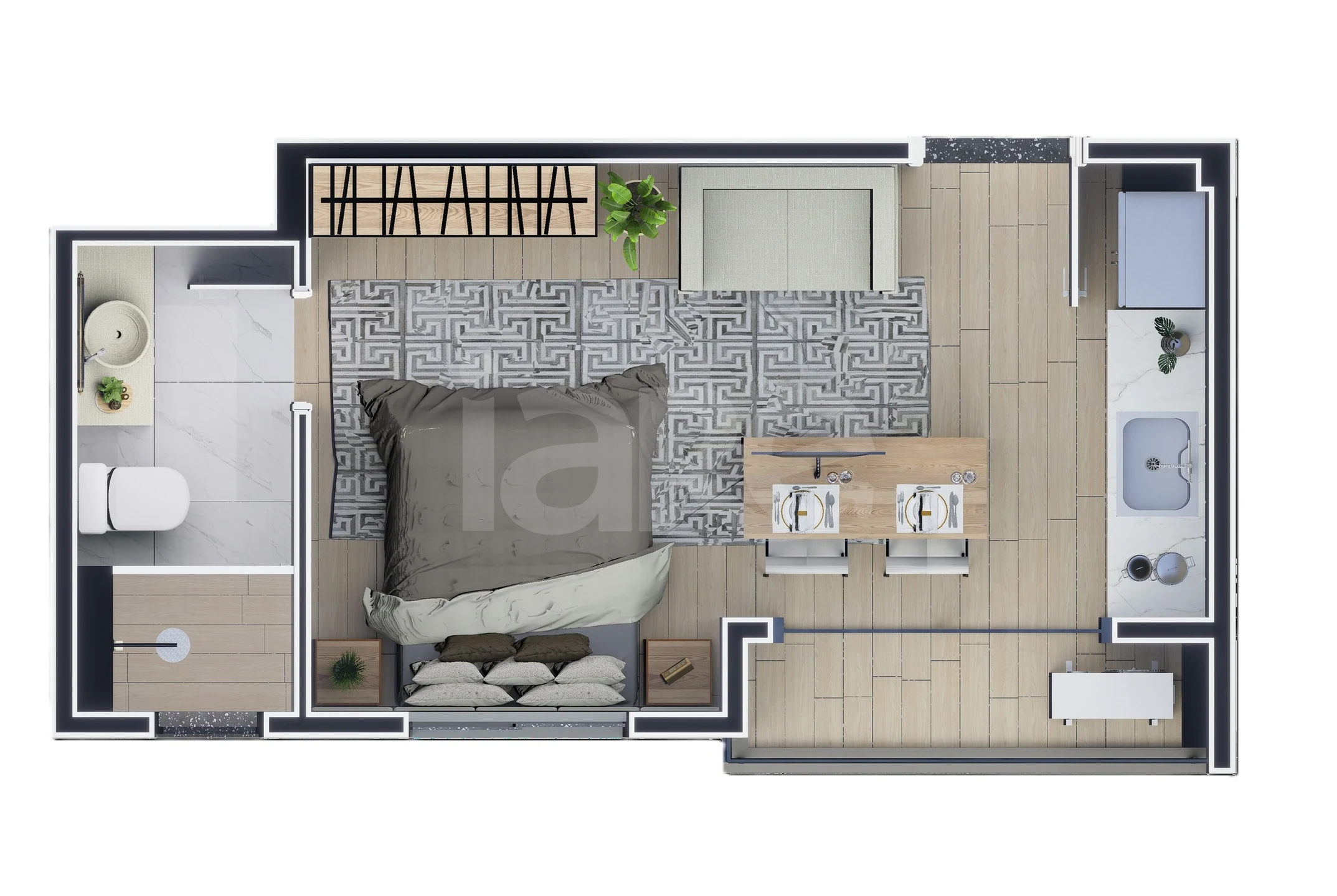 Planta — Studio 24,11 m²