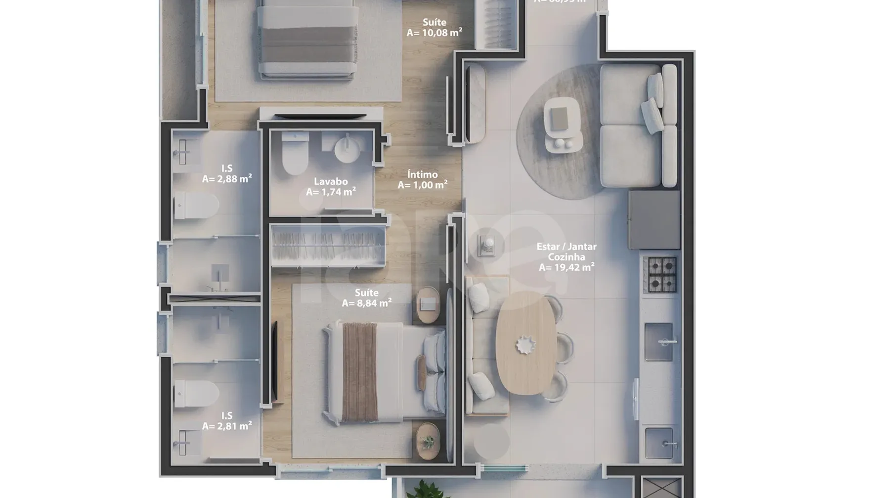 Planta — Apartamento 60,63 m²