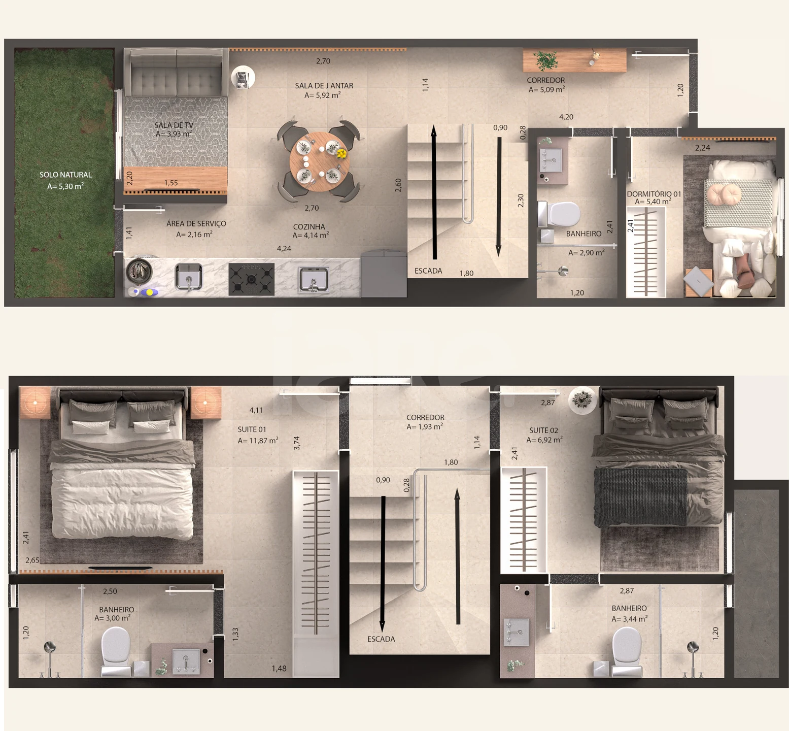 Planta — Casa em Condomínio 82 m²