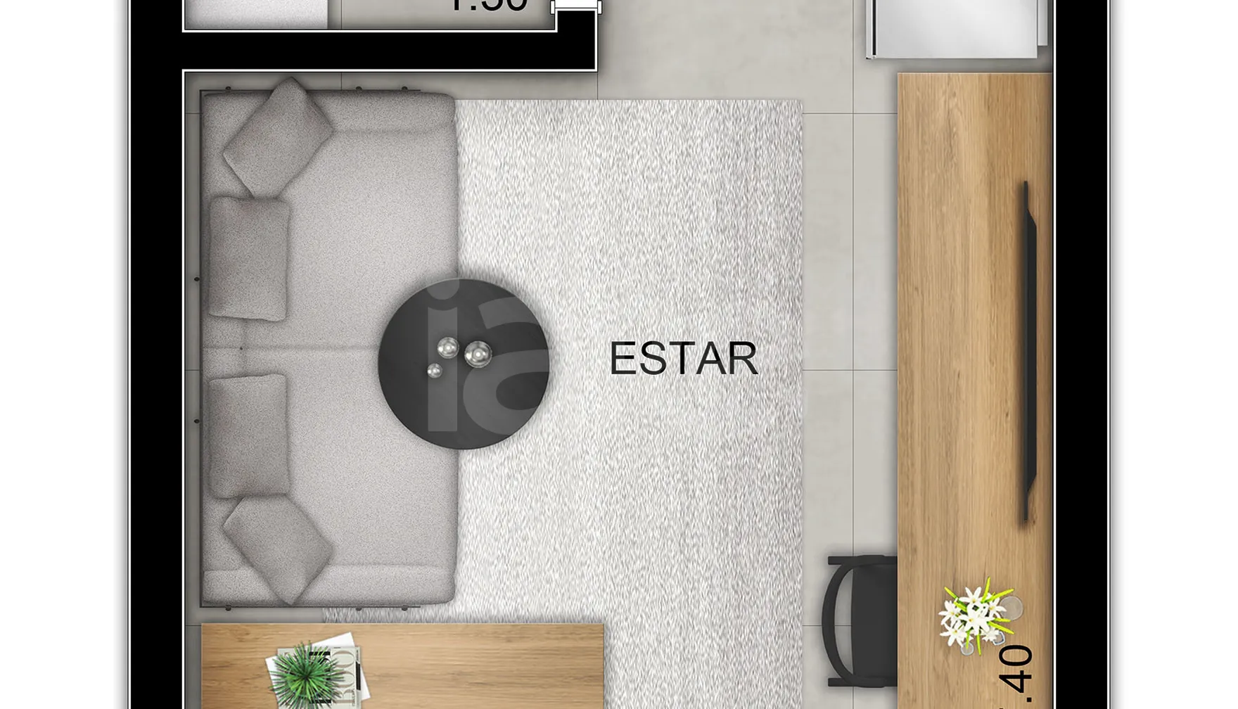 Planta — Studio 28,45 m²
