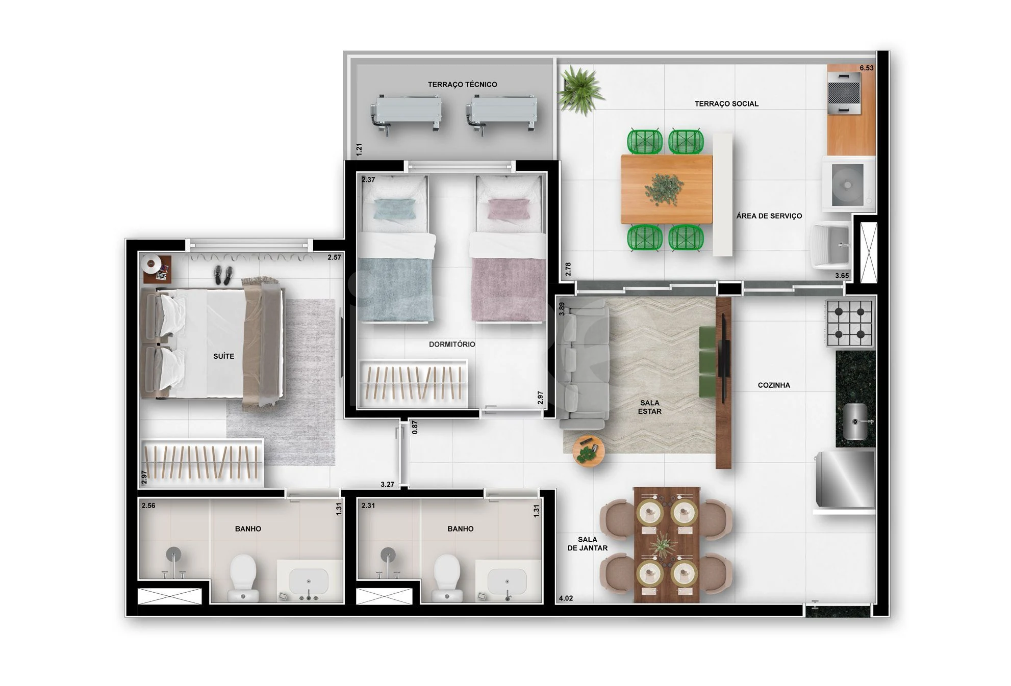 Planta — Apartamento 60,42 m²