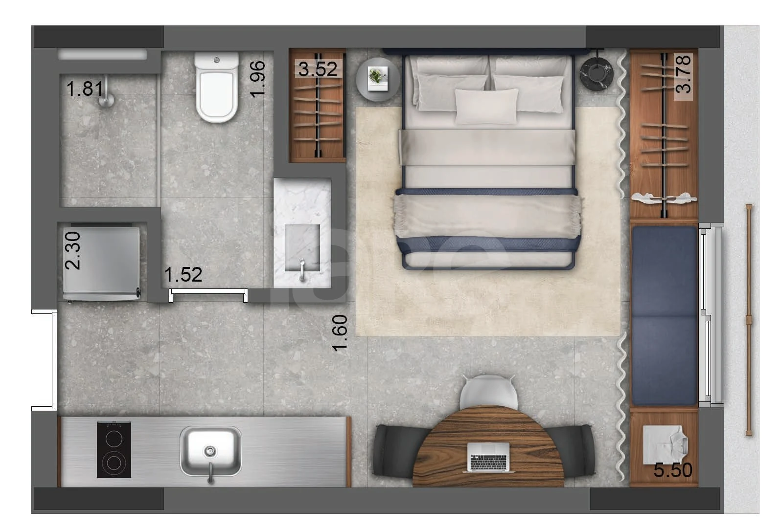 Planta — Studio 26,89 m²