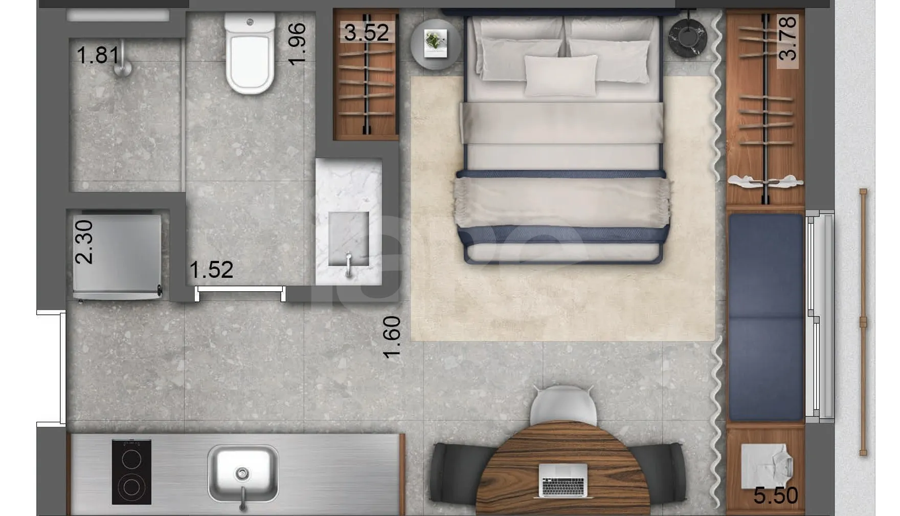 Planta — Studio 26,89 m²