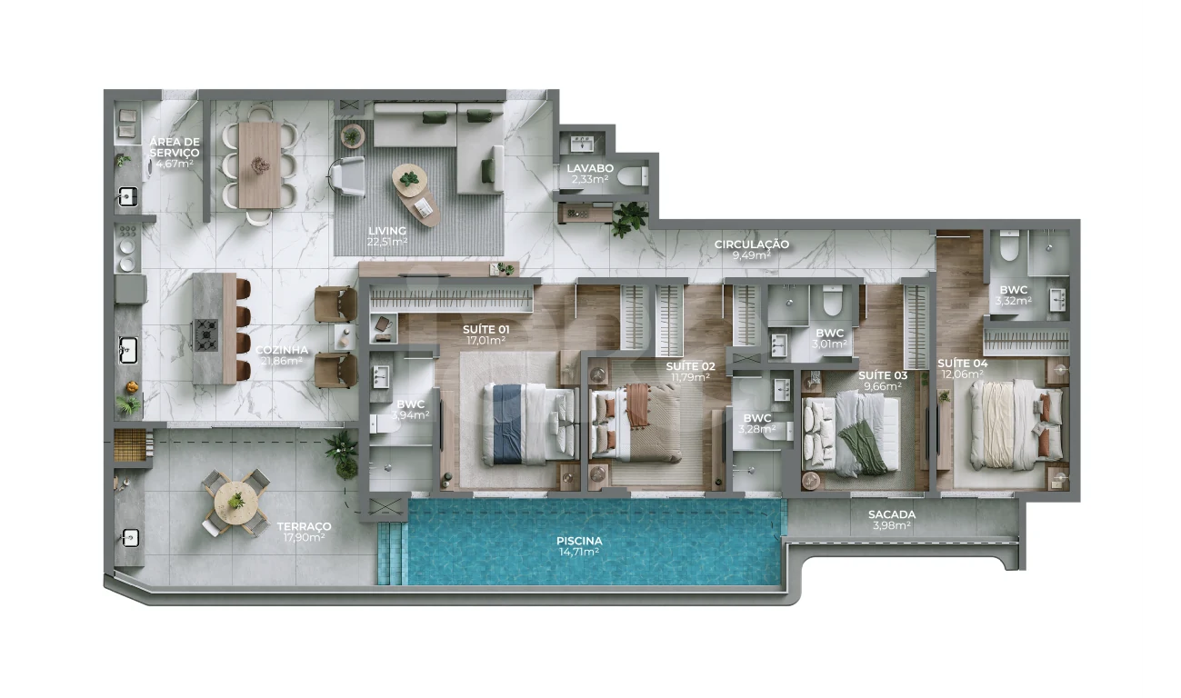 Planta — Cobertura Horizontal 185,13 m²