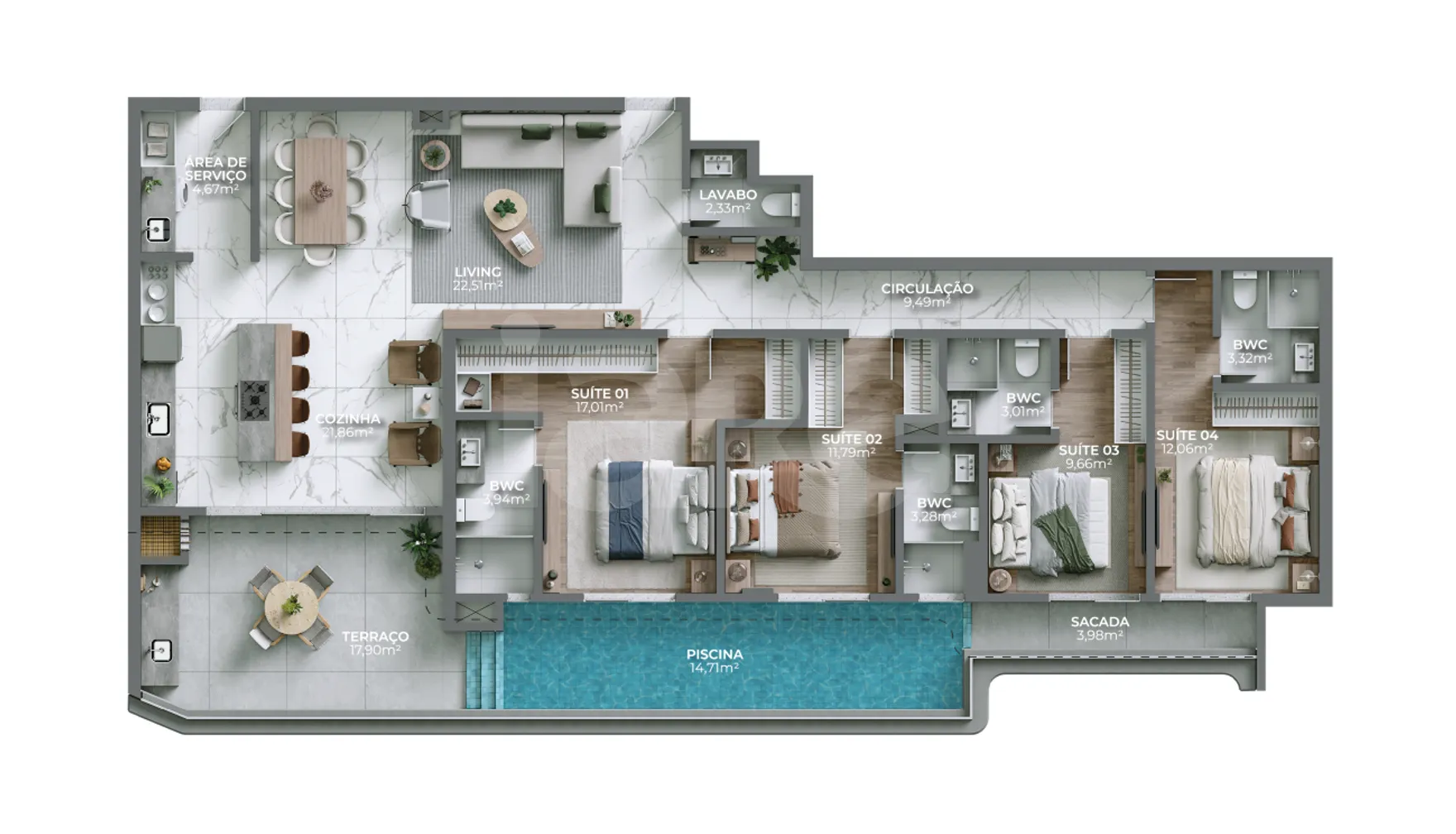 Planta — Cobertura Horizontal 185,13 m²