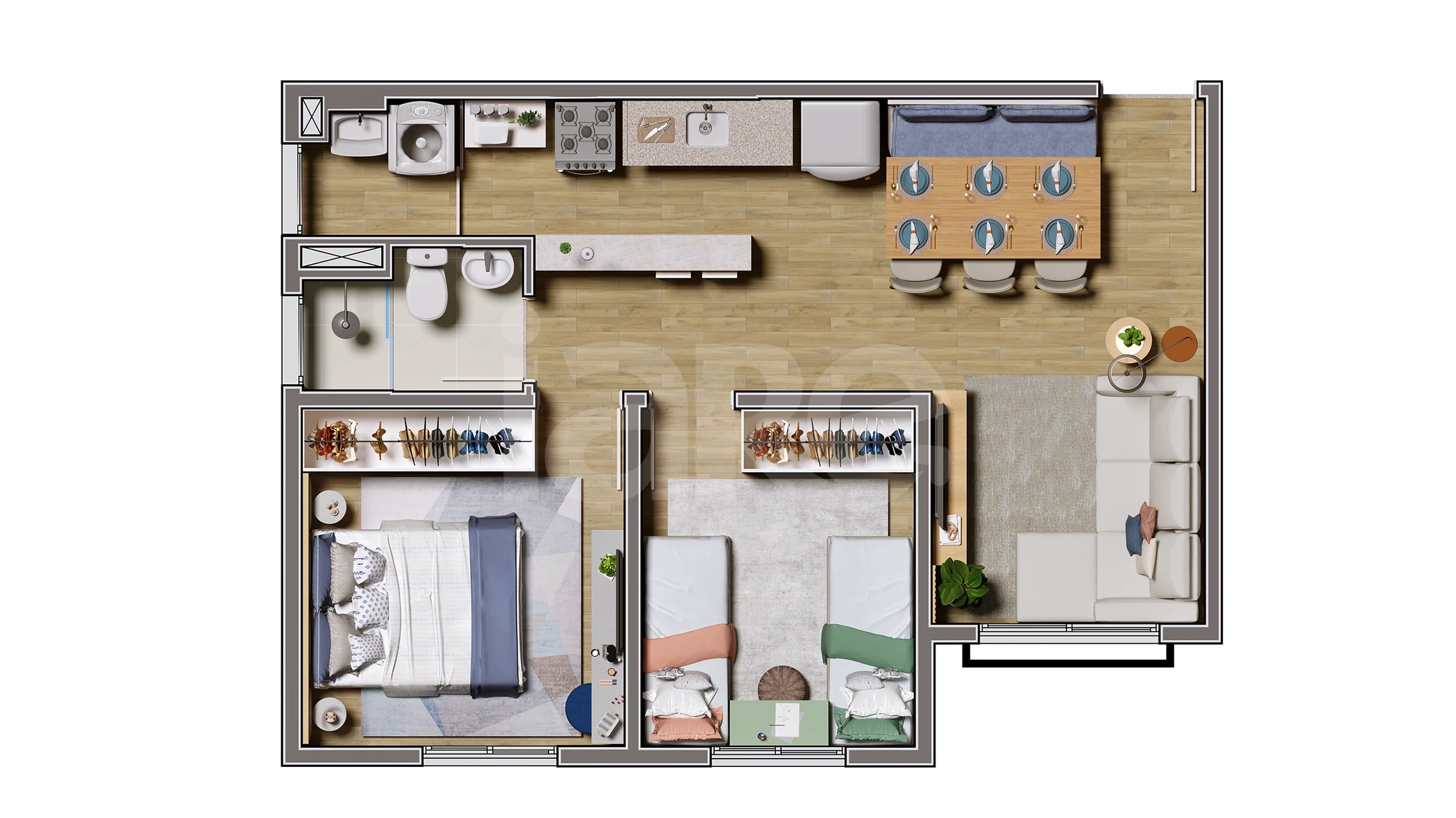 Planta — Apartamento 45,67 m²
