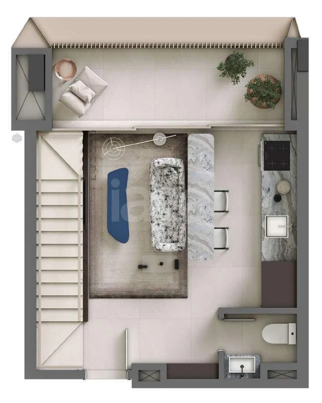 Planta — Cobertura Duplex 65 m² · 1º pavimento