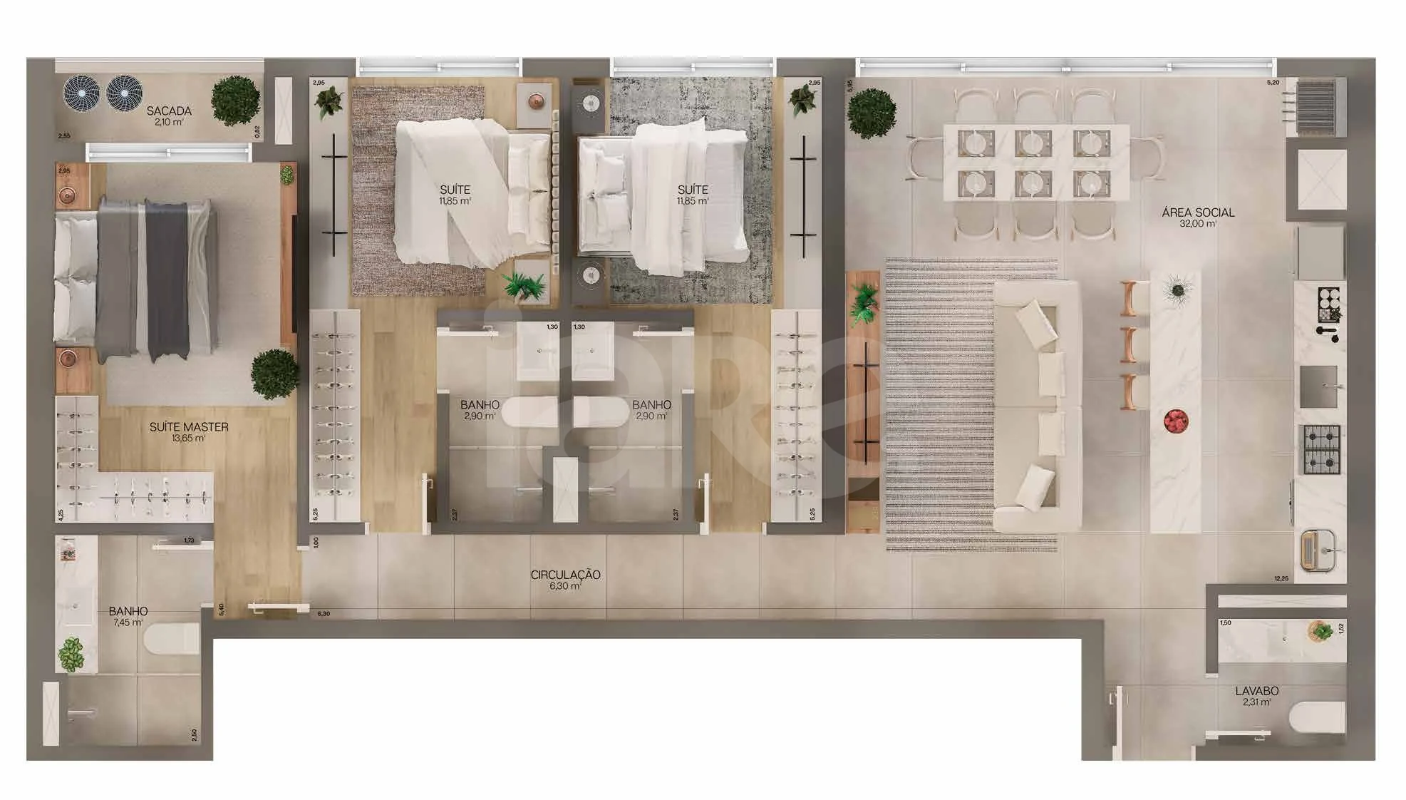 Planta — Apartamento 114 m²