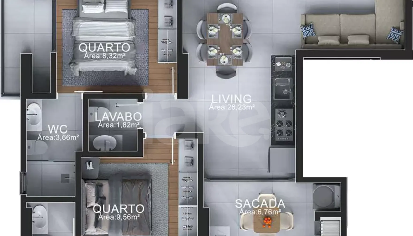Planta — Apartamento 69 m²