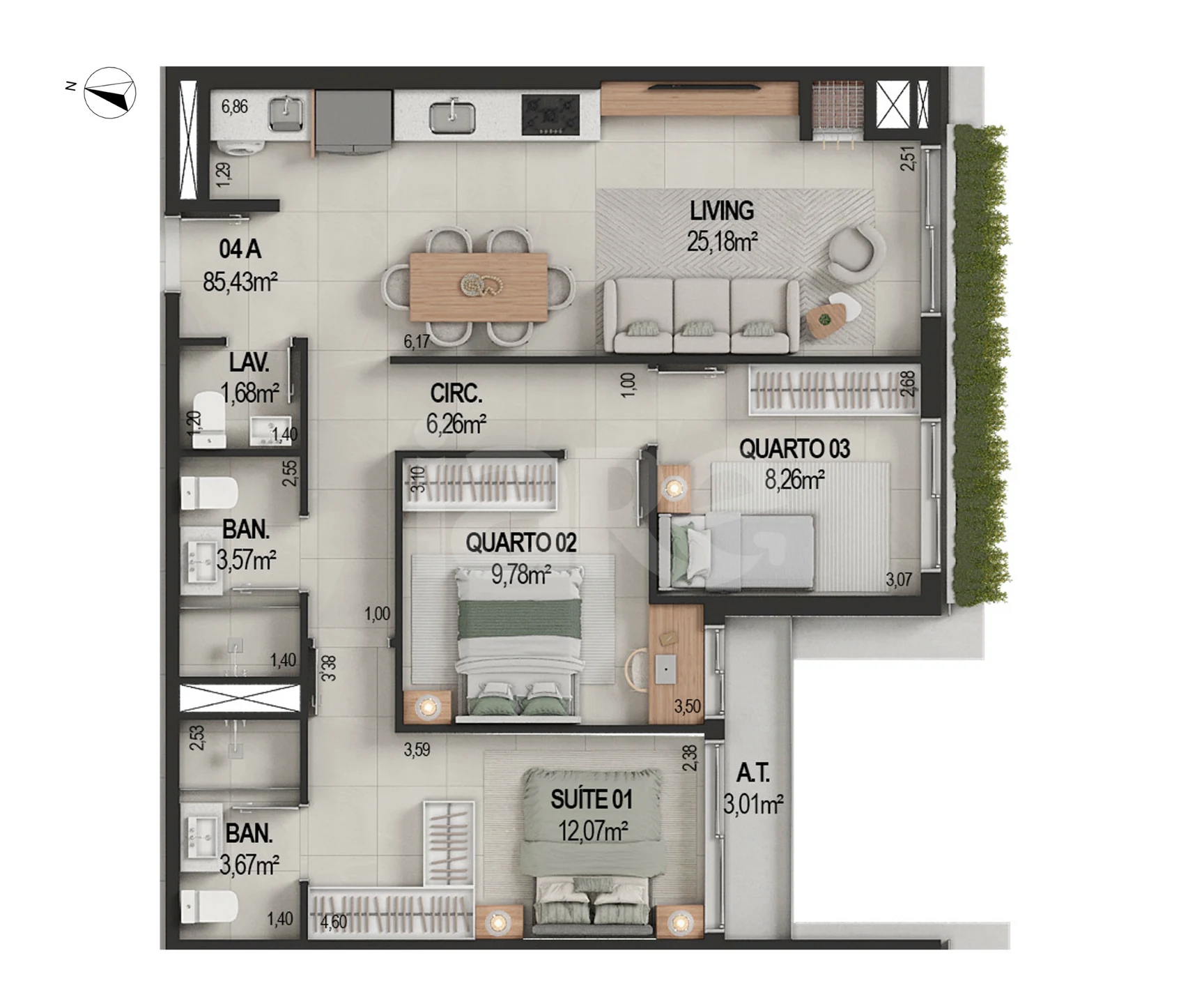 Planta — Apartamento 85 m²