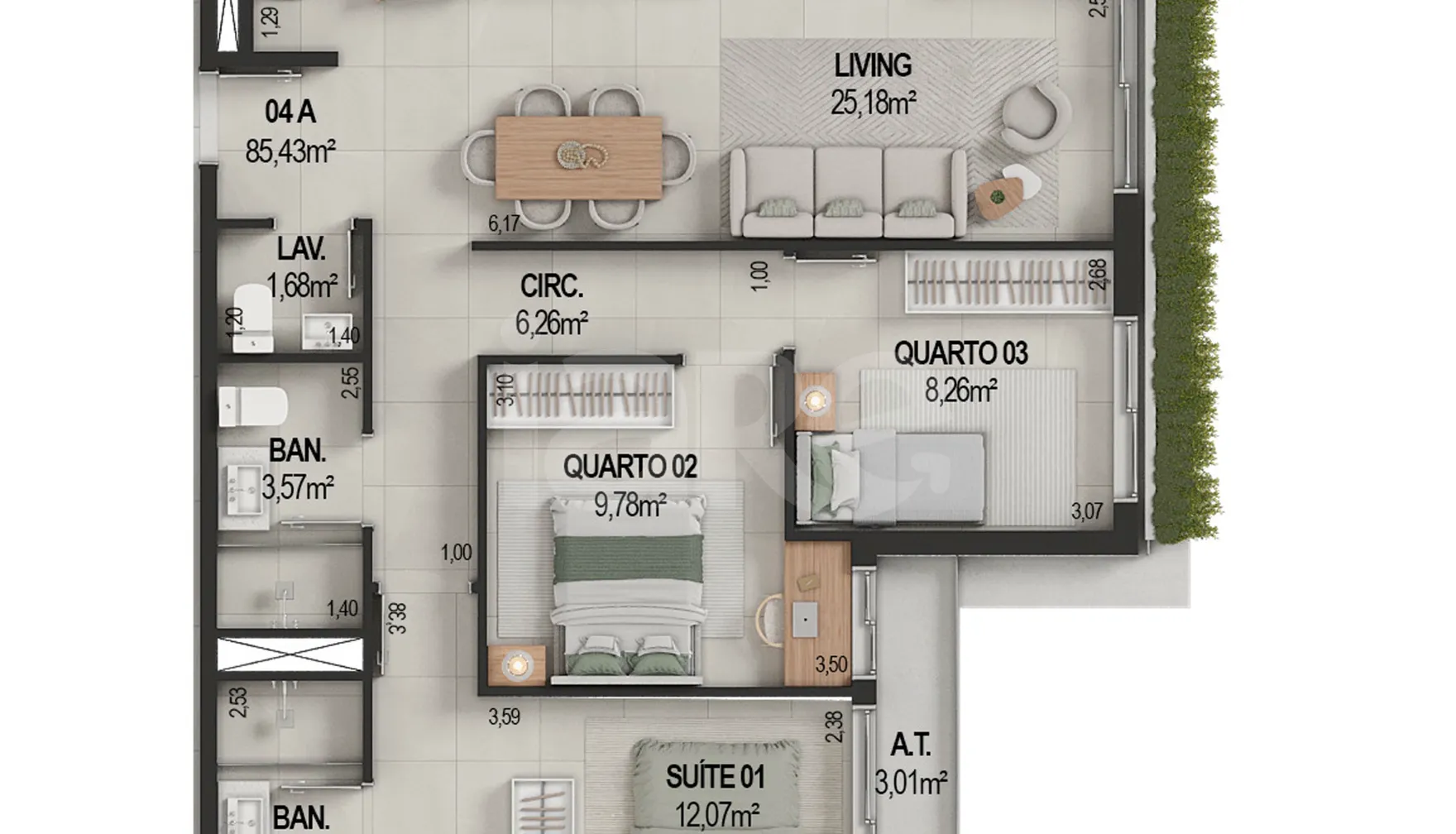 Planta — Apartamento 85 m²