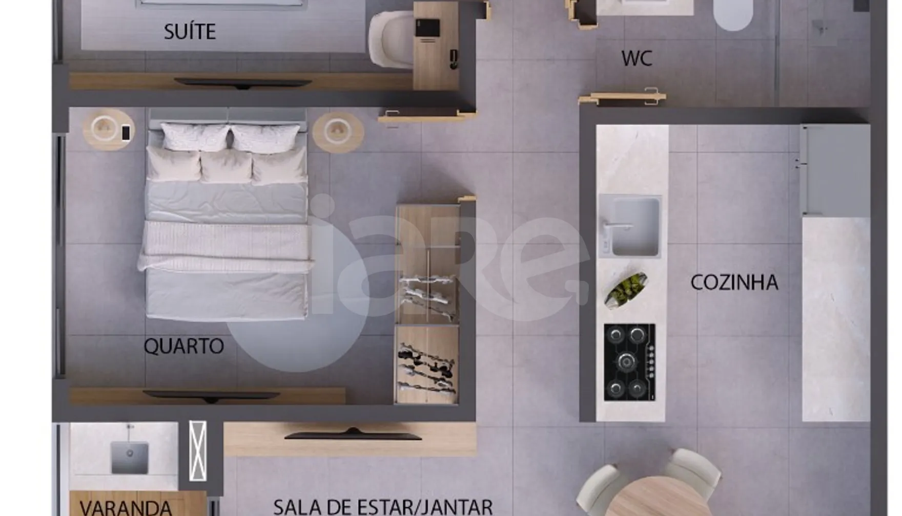 Planta — Apartamento 61,47 m²
