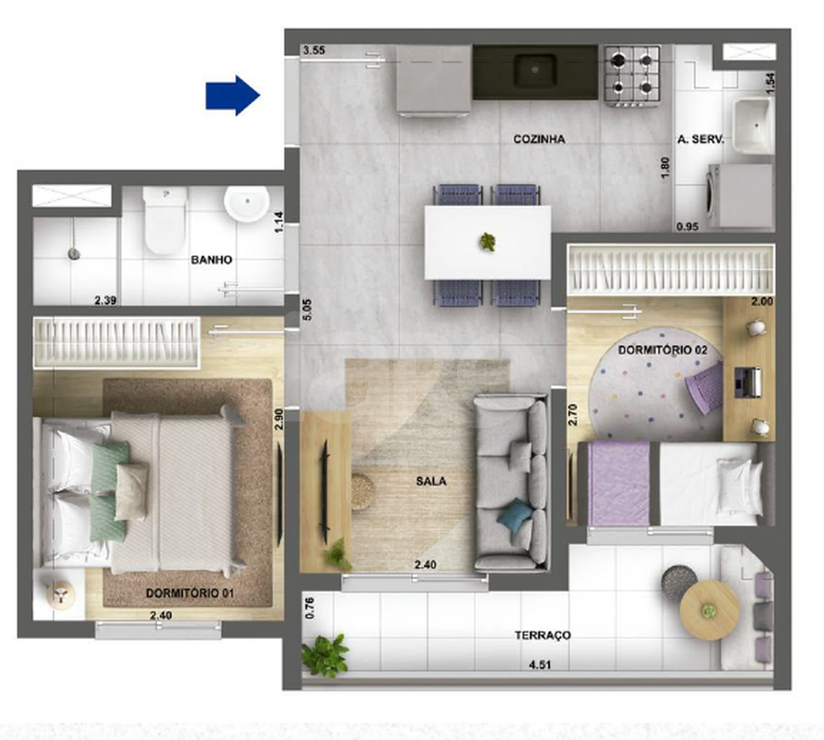 Planta — Apartamento 41 m²