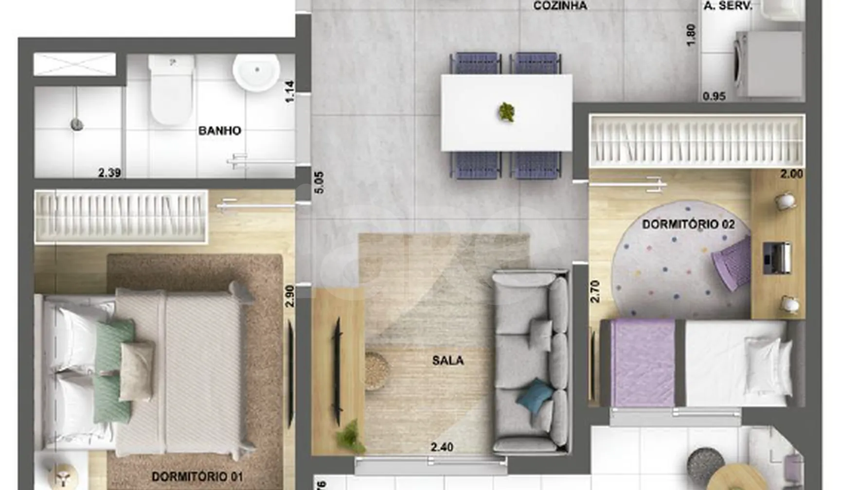 Planta — Apartamento 41 m²