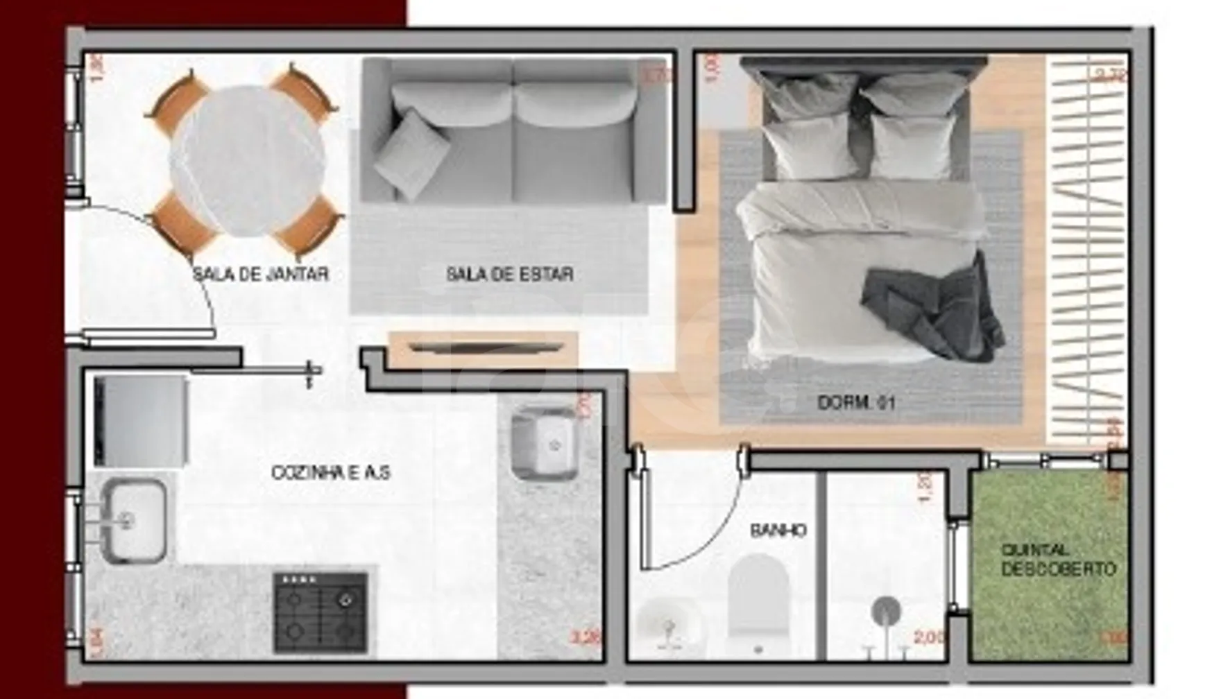 Planta — Studio 30 m²