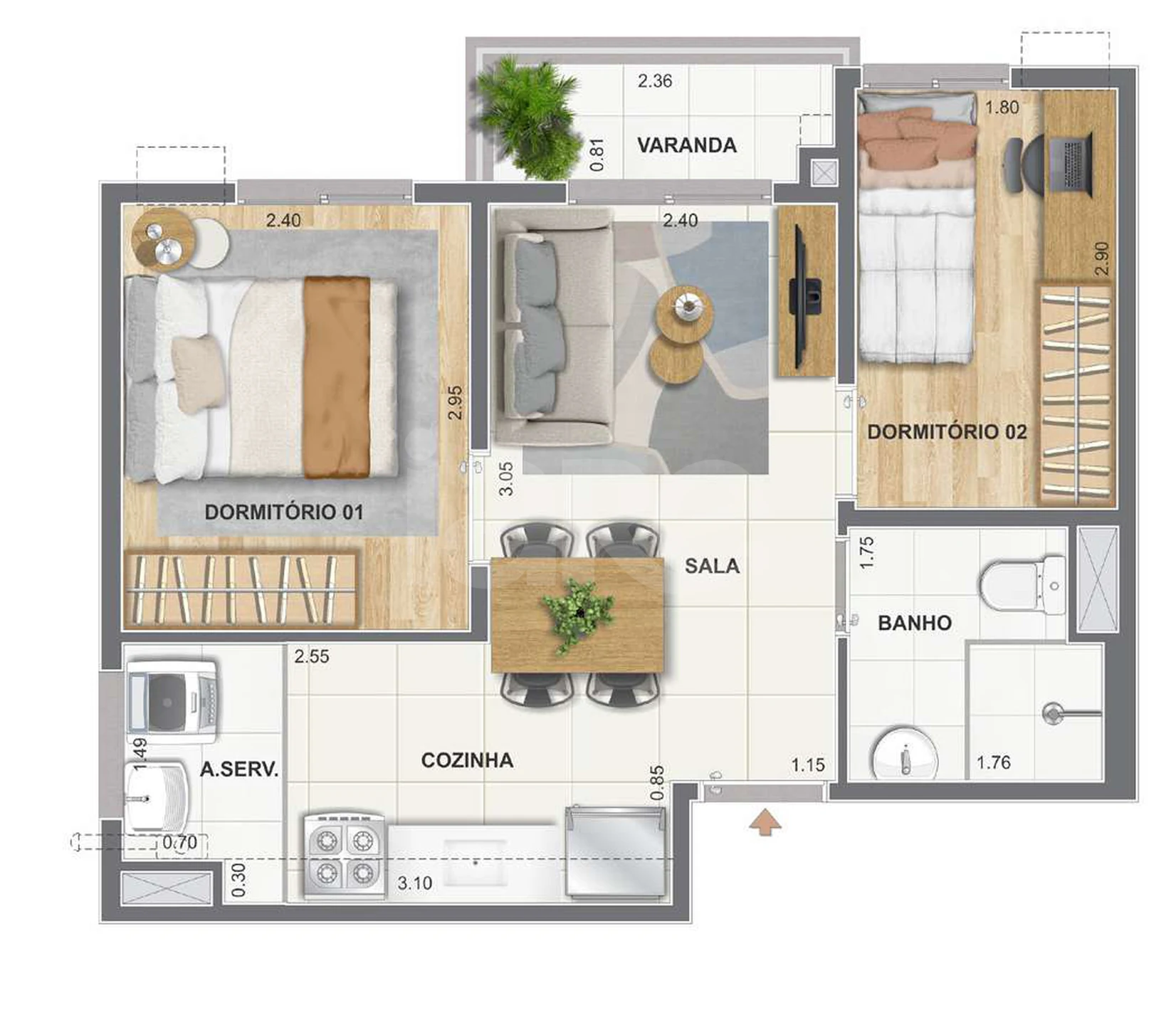 Planta — Apartamento 38 m²