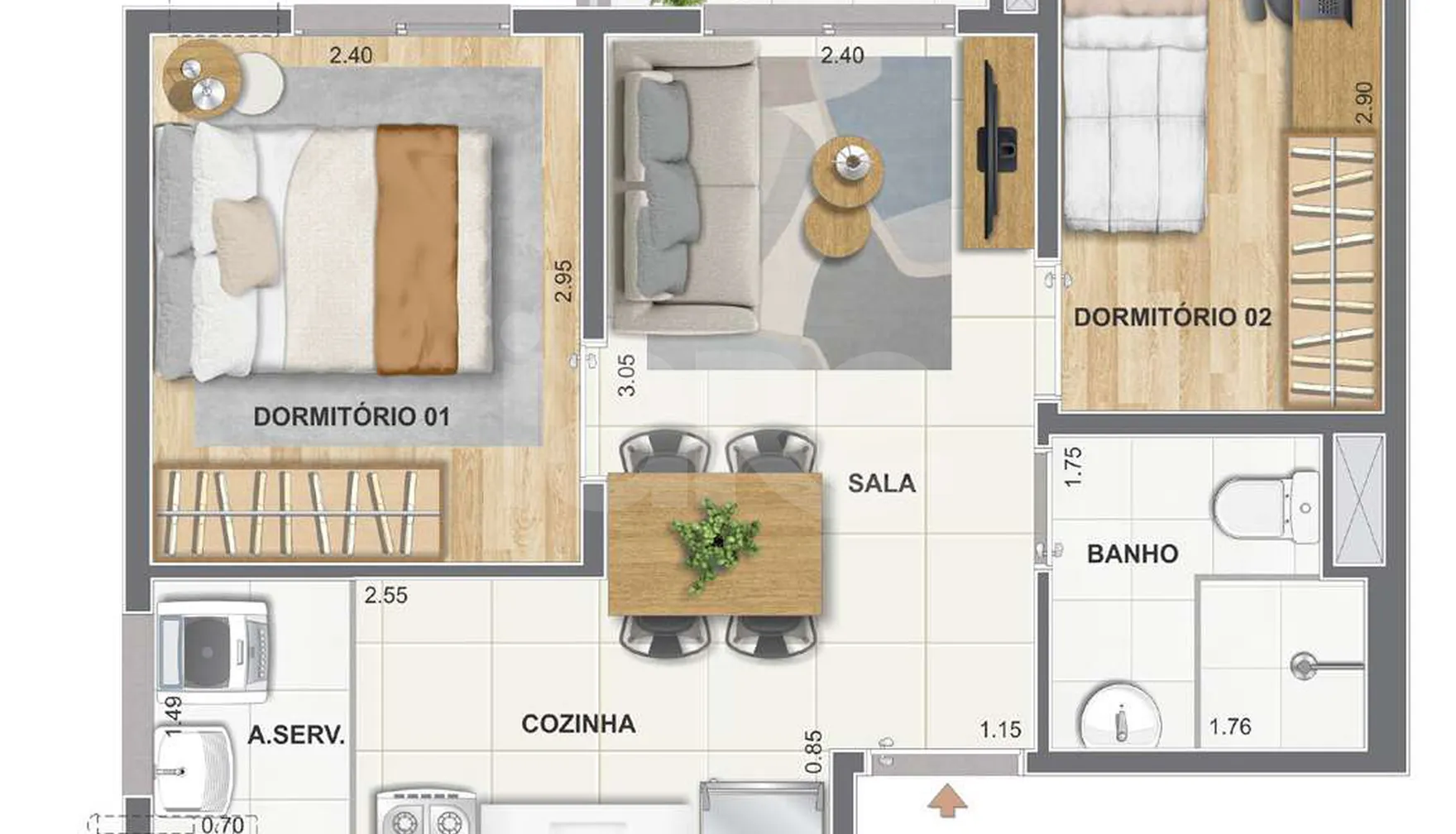 Planta — Apartamento 38 m²