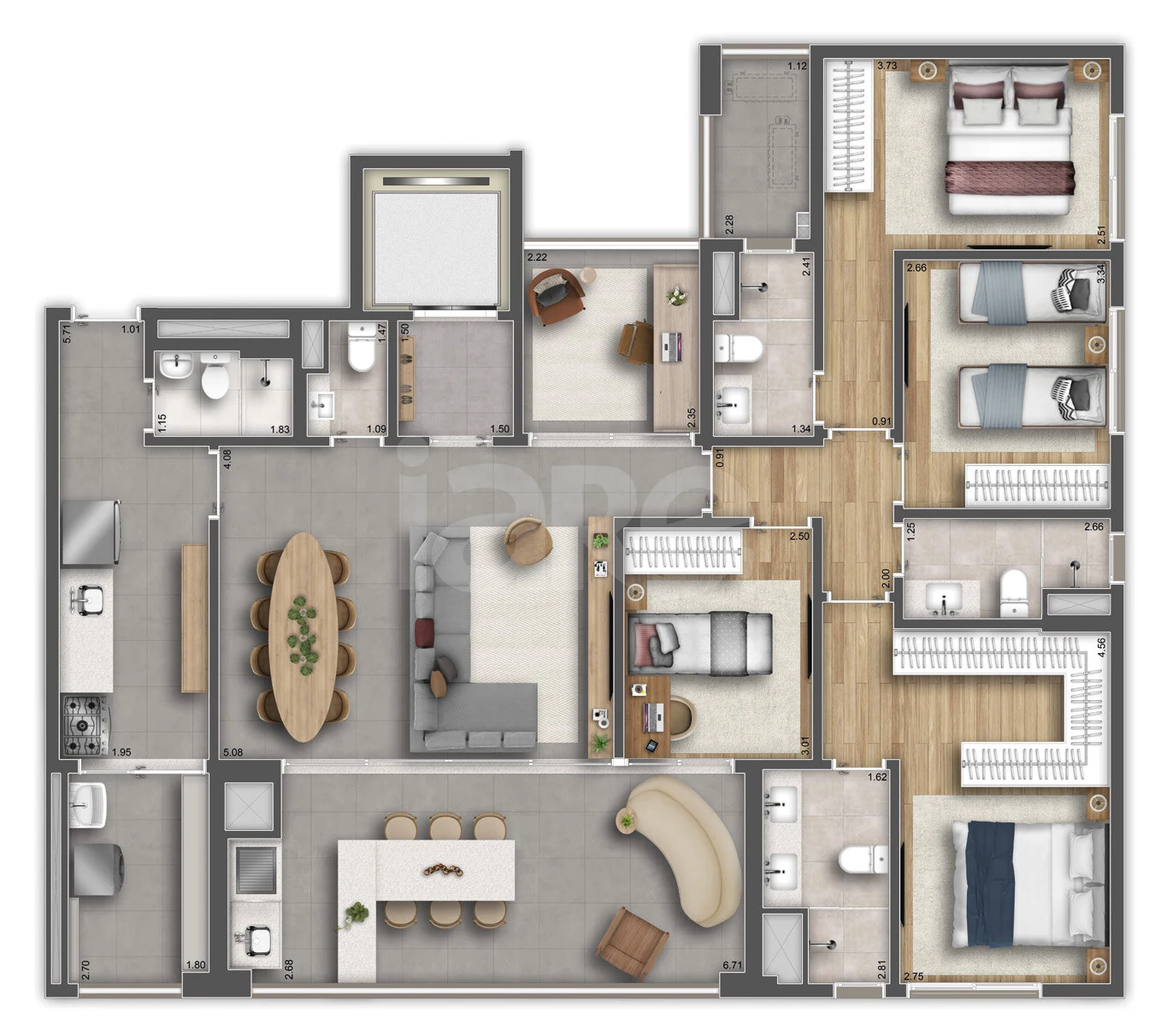 Planta — Apartamento 147,43 m²